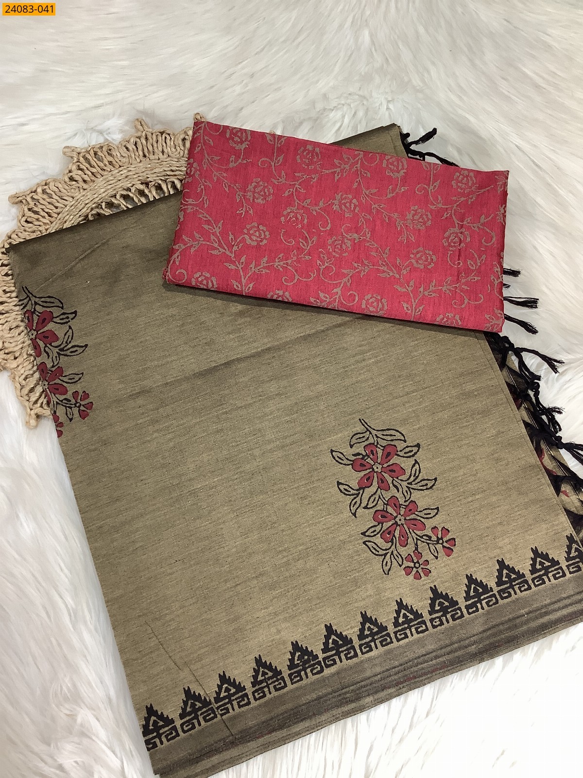 South Mix Cotton Saree - Beige South Mix Cotton Saree - Beige