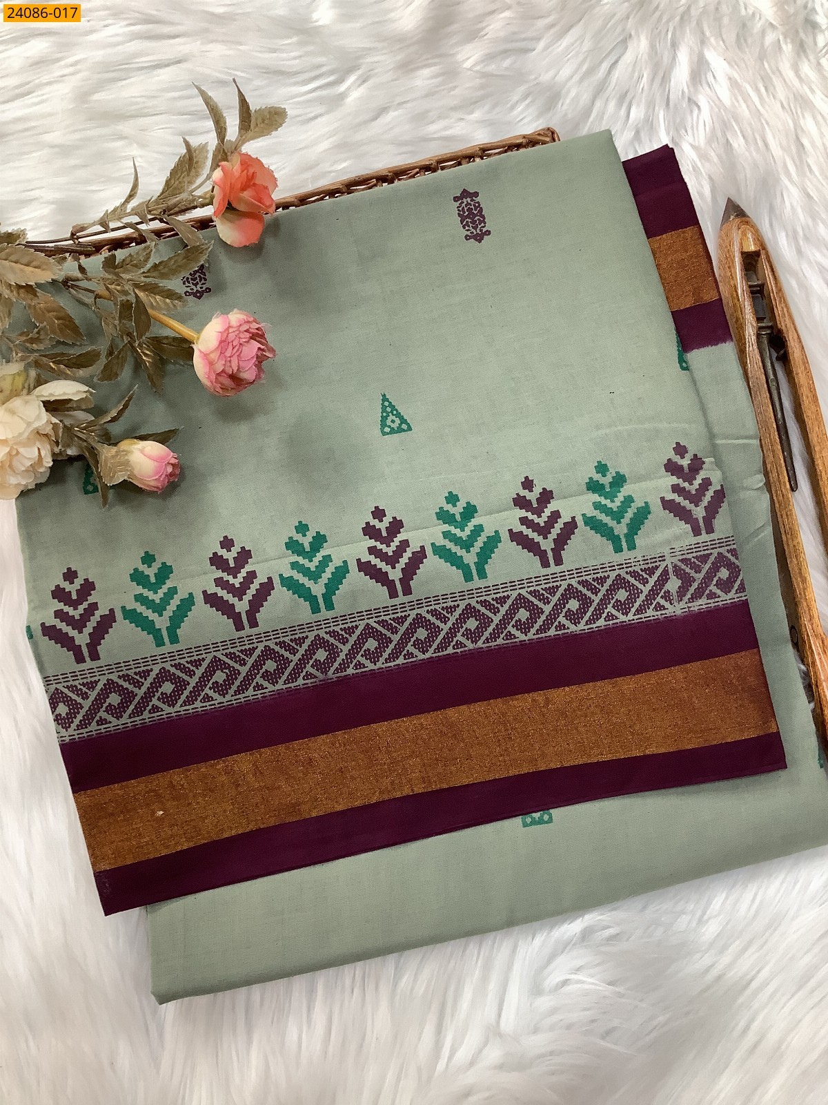 Gray Cotton printed sarees