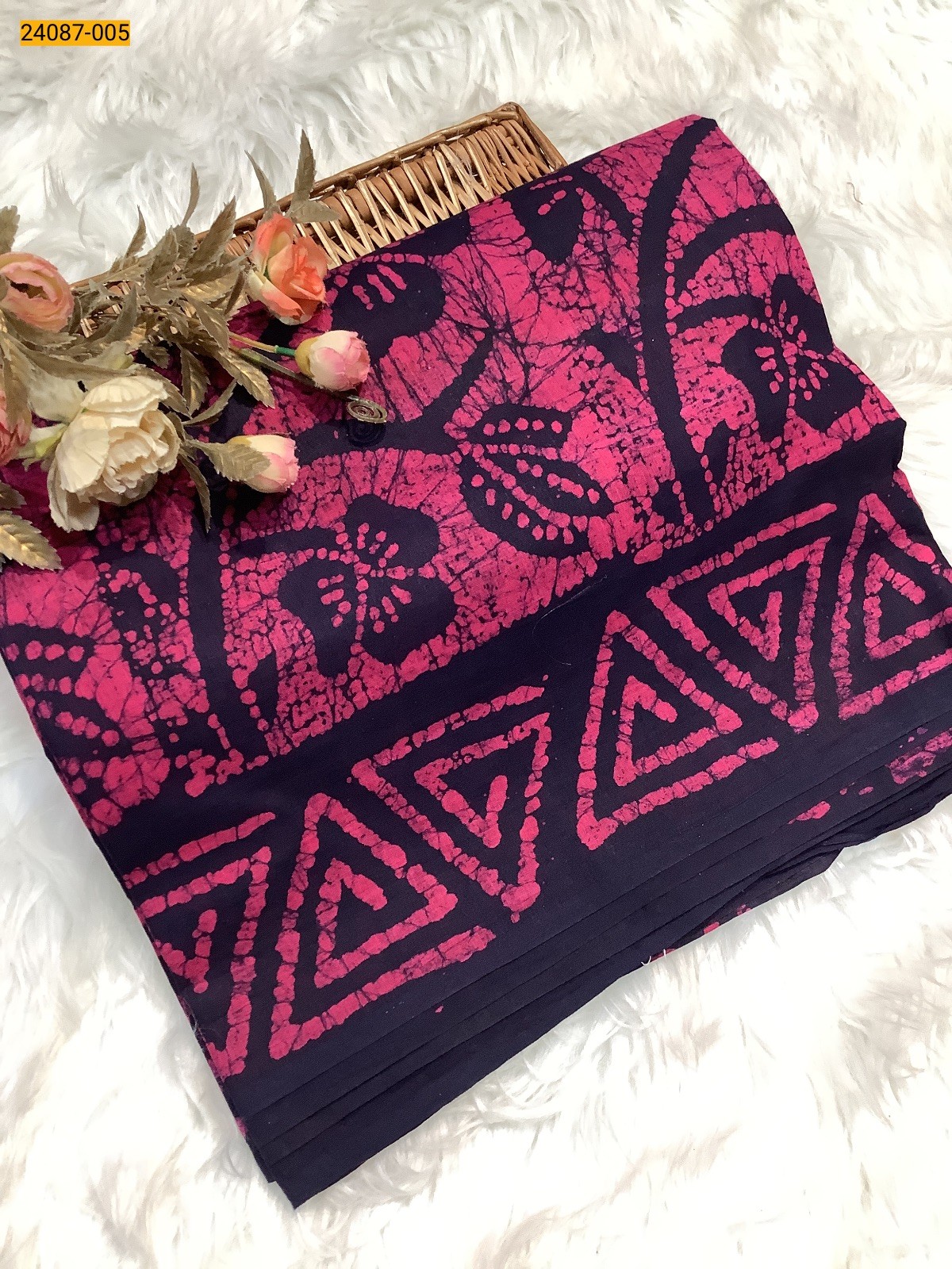 Pink Batik Print Cotton sarees