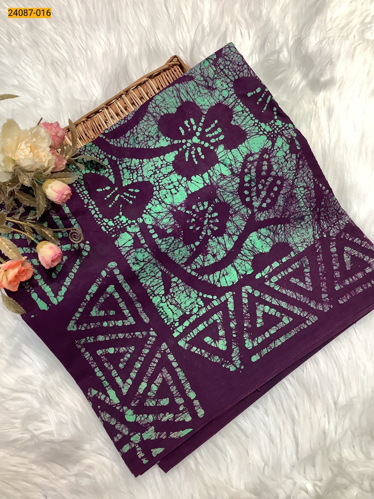 Green Batik Print Cotton sarees