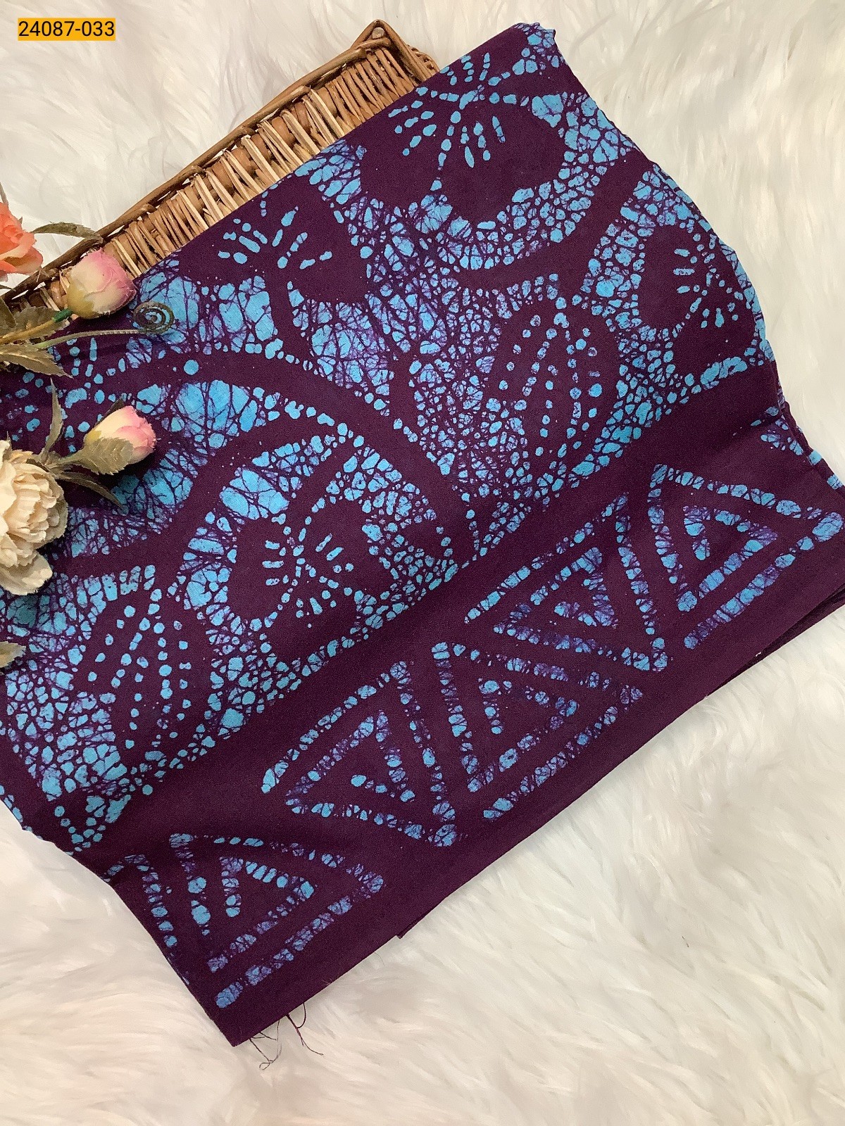 Blue Batik Print Cotton sarees
