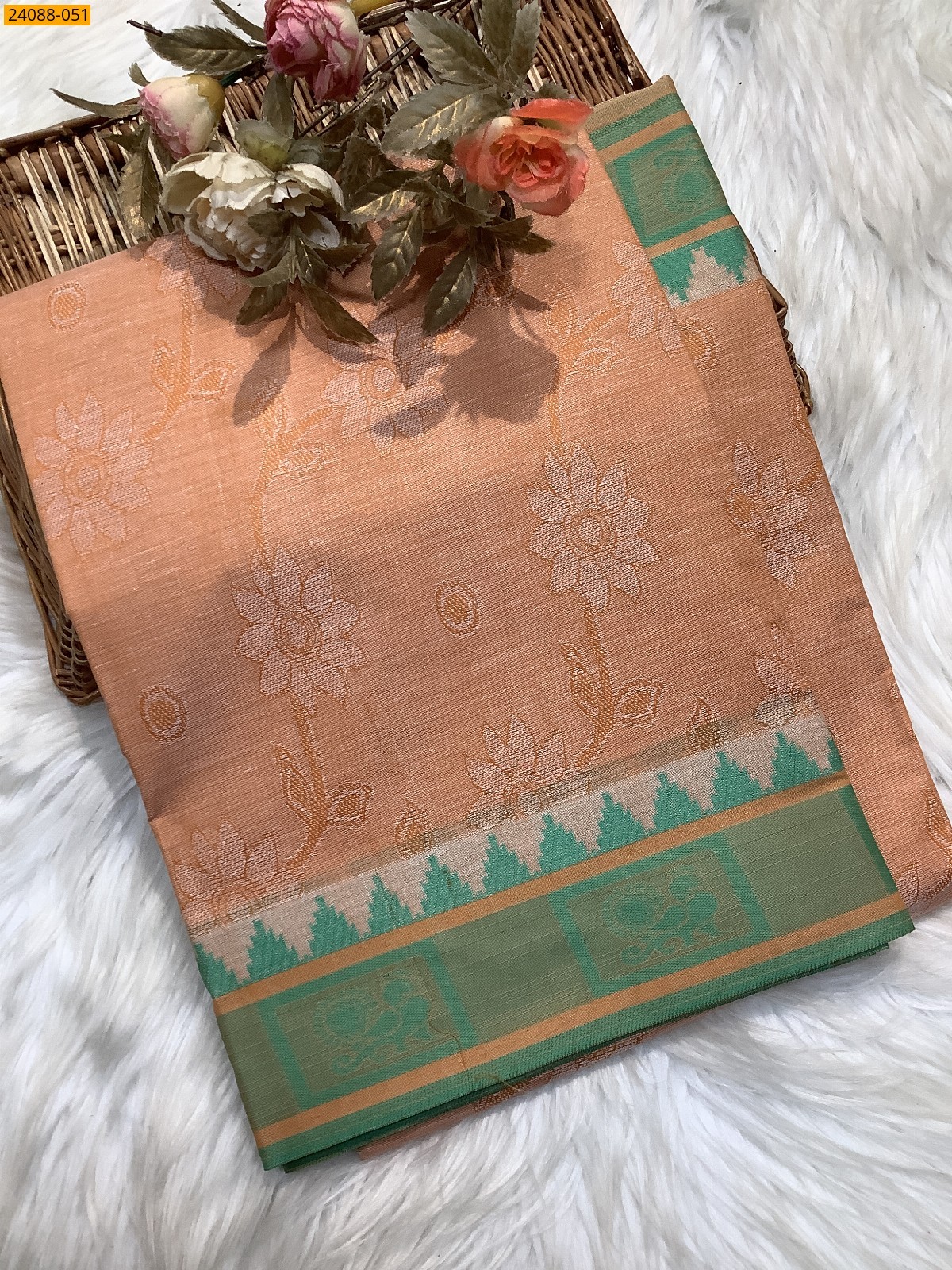 Light Orange South Blended Emboss Cotton