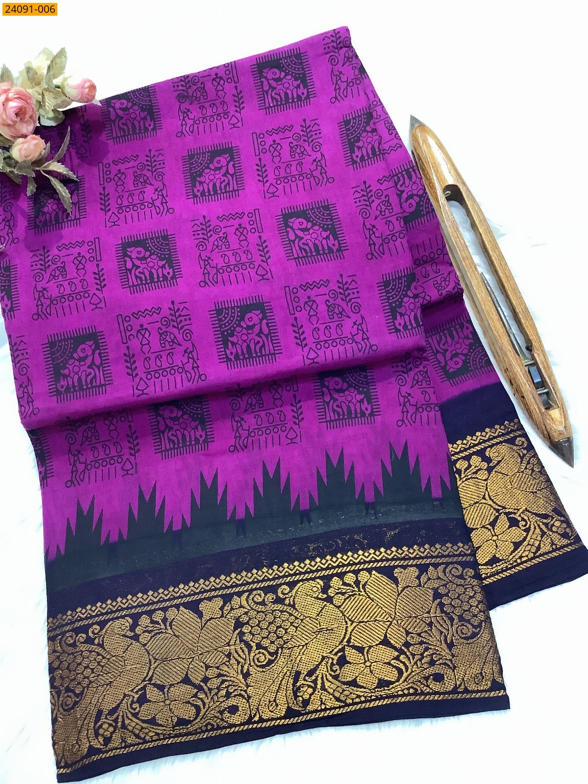 Sungudi cotton printed sarees