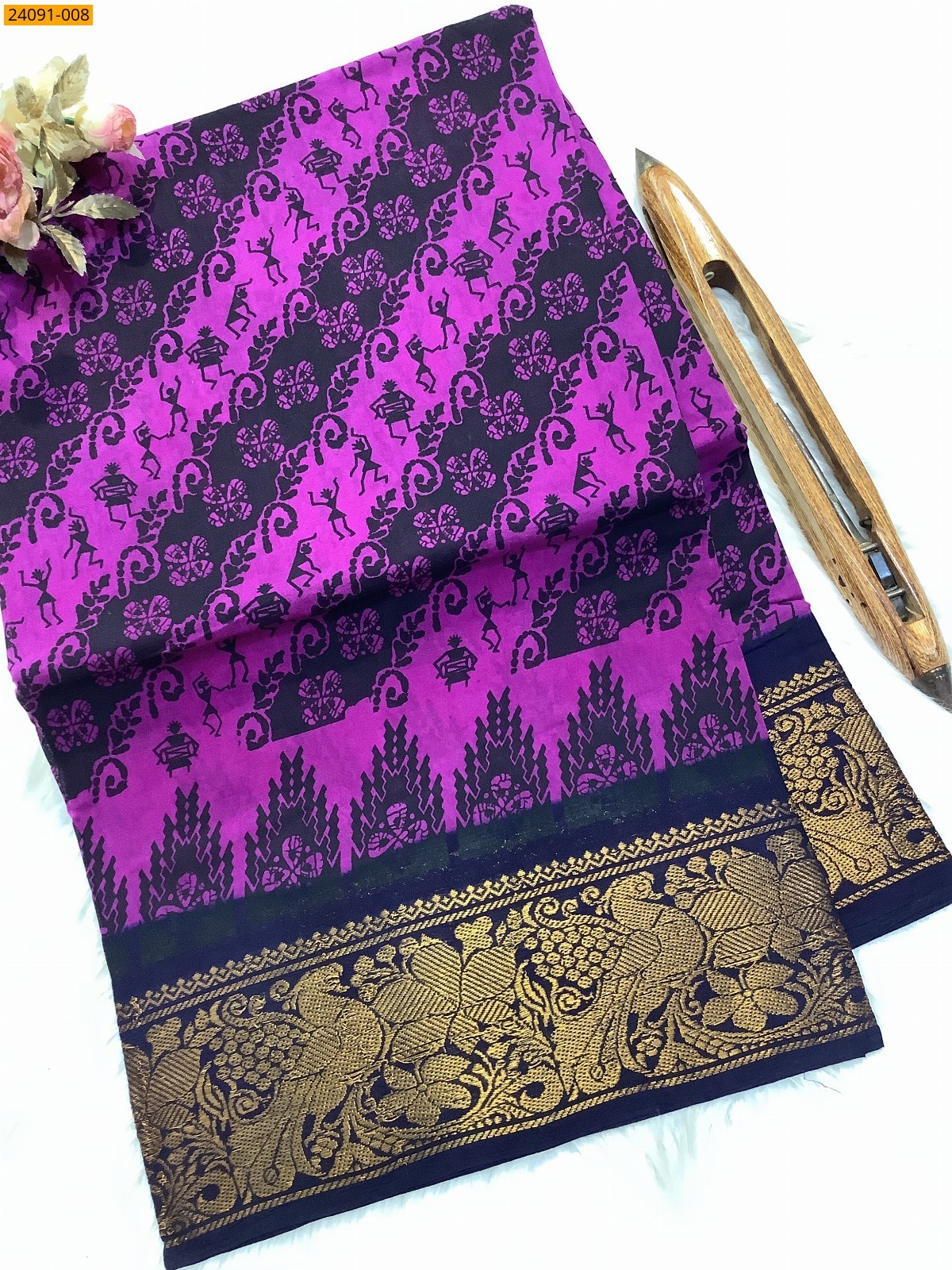 Sungudi cotton printed sarees