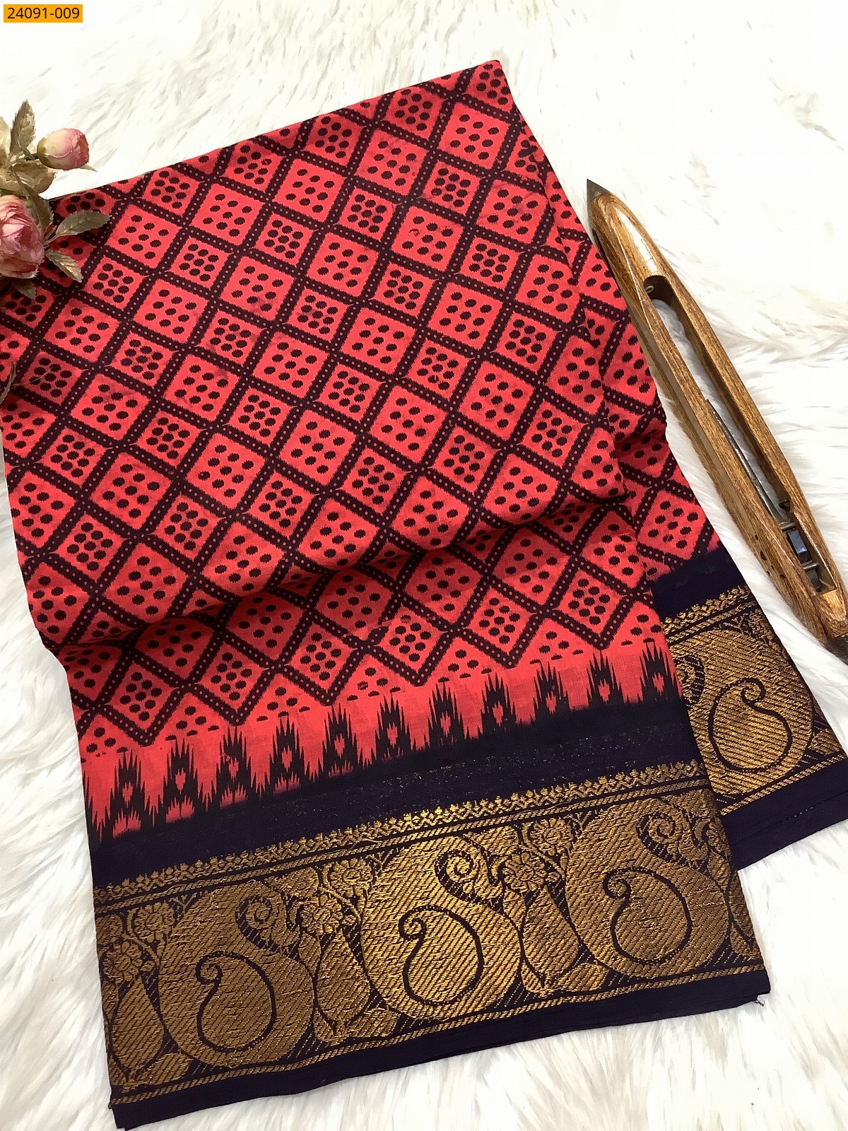 Sungudi cotton printed sarees