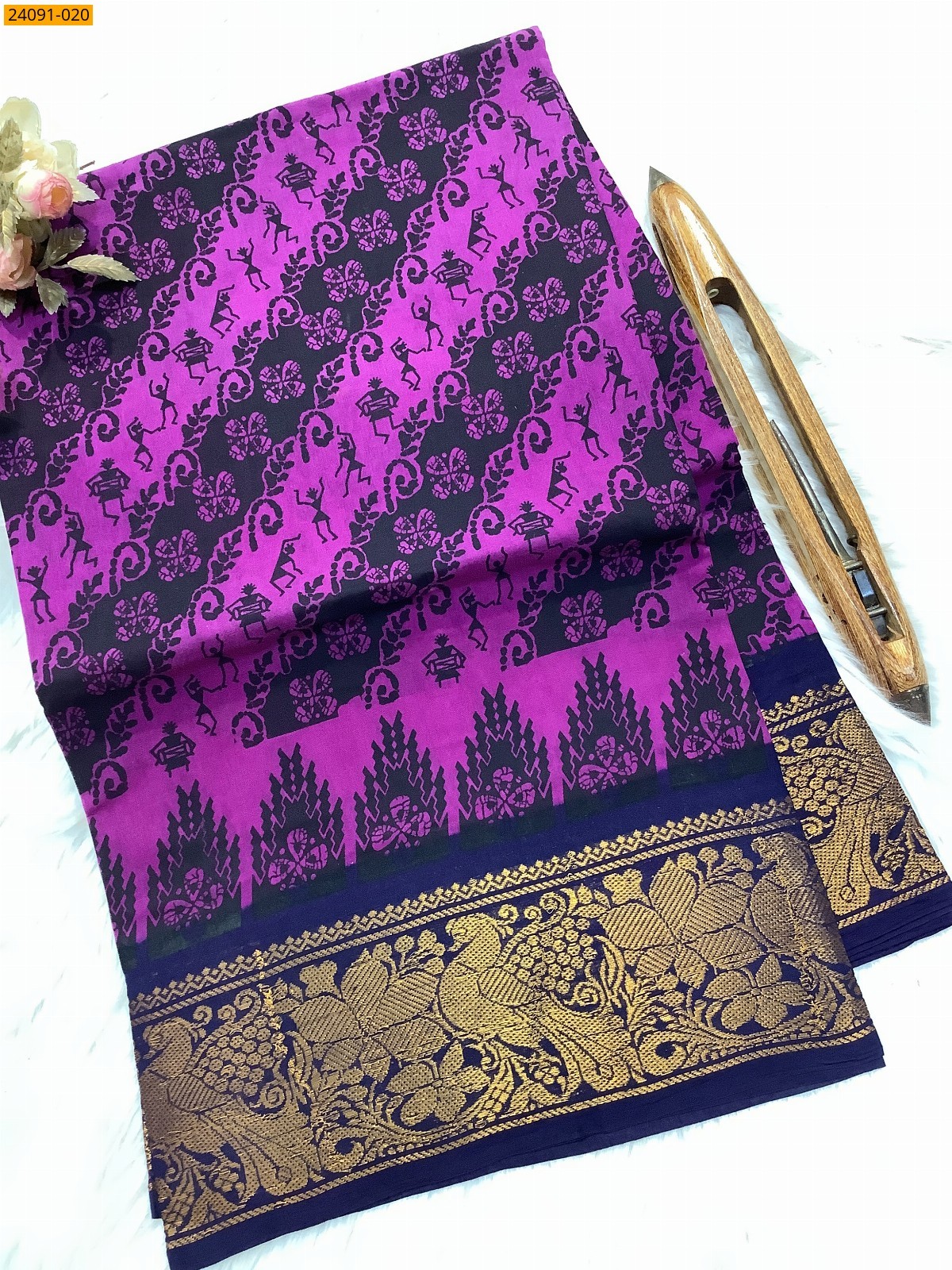 Sungudi cotton printed sarees