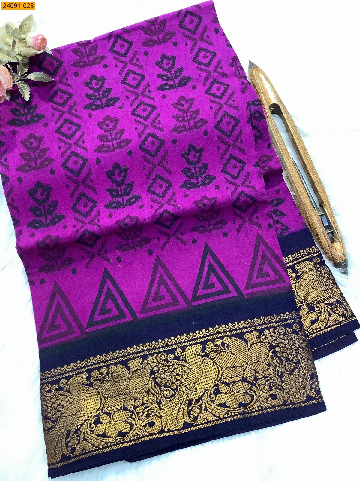 Sungudi cotton printed sarees