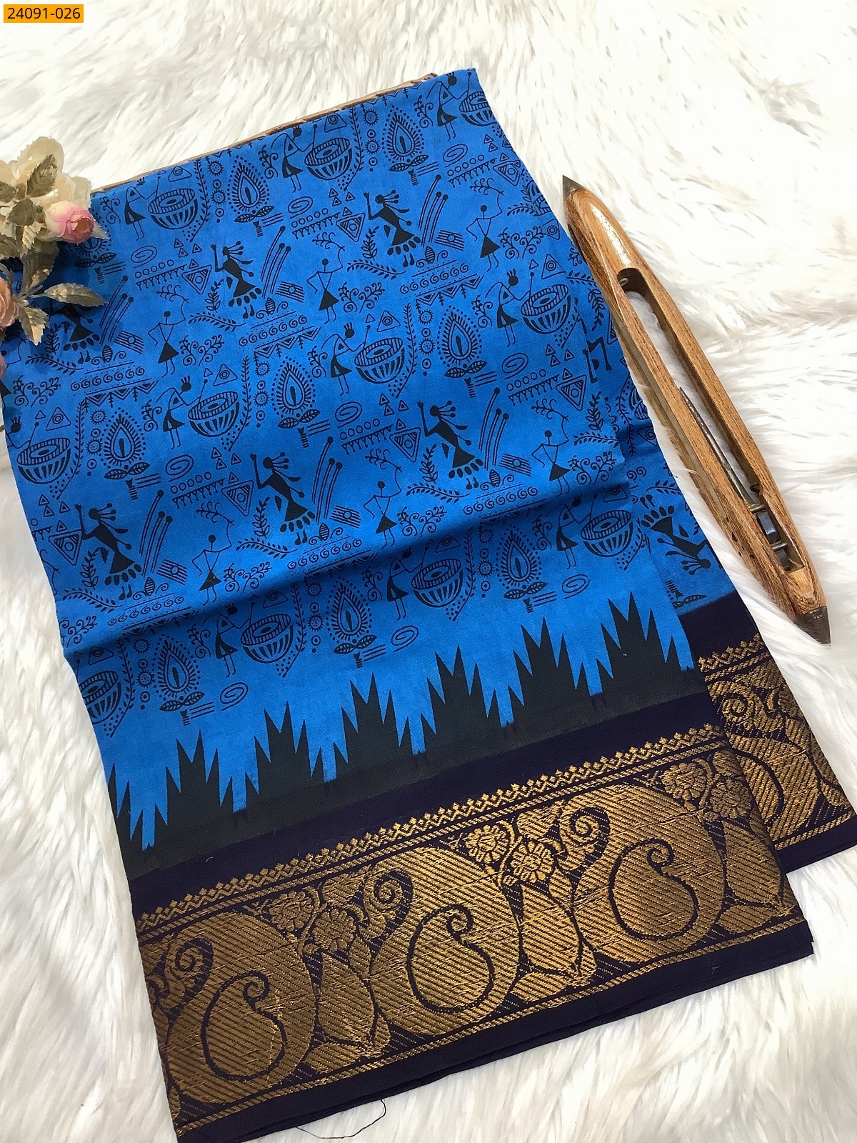 Sungudi cotton printed sarees