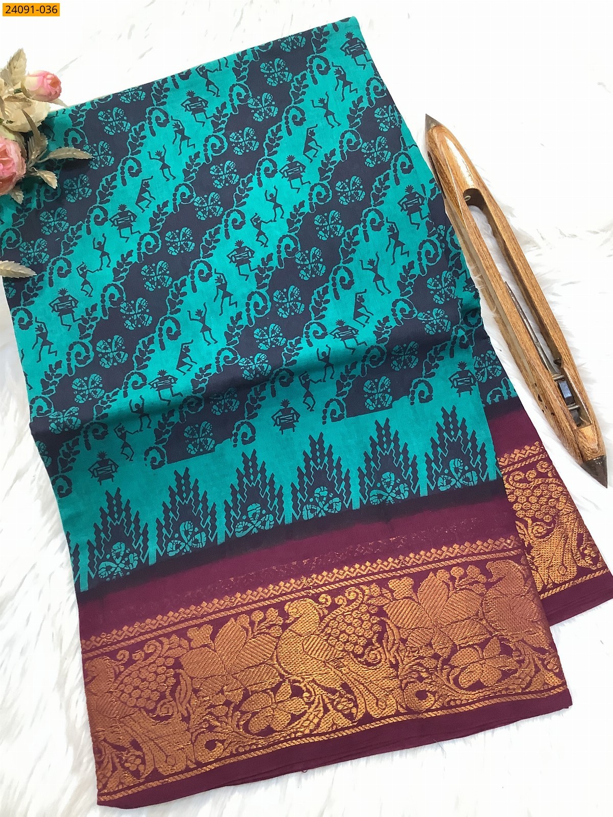Sungudi cotton printed sarees