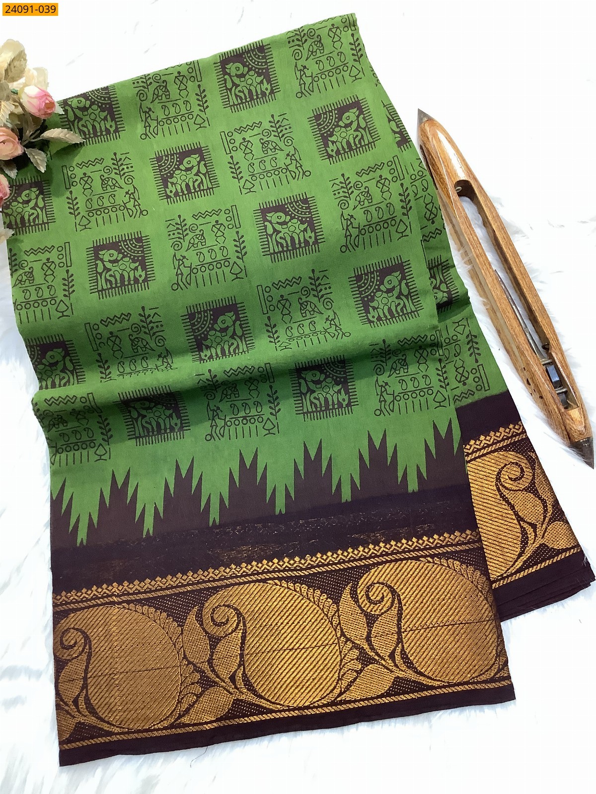 Sungudi cotton printed sarees