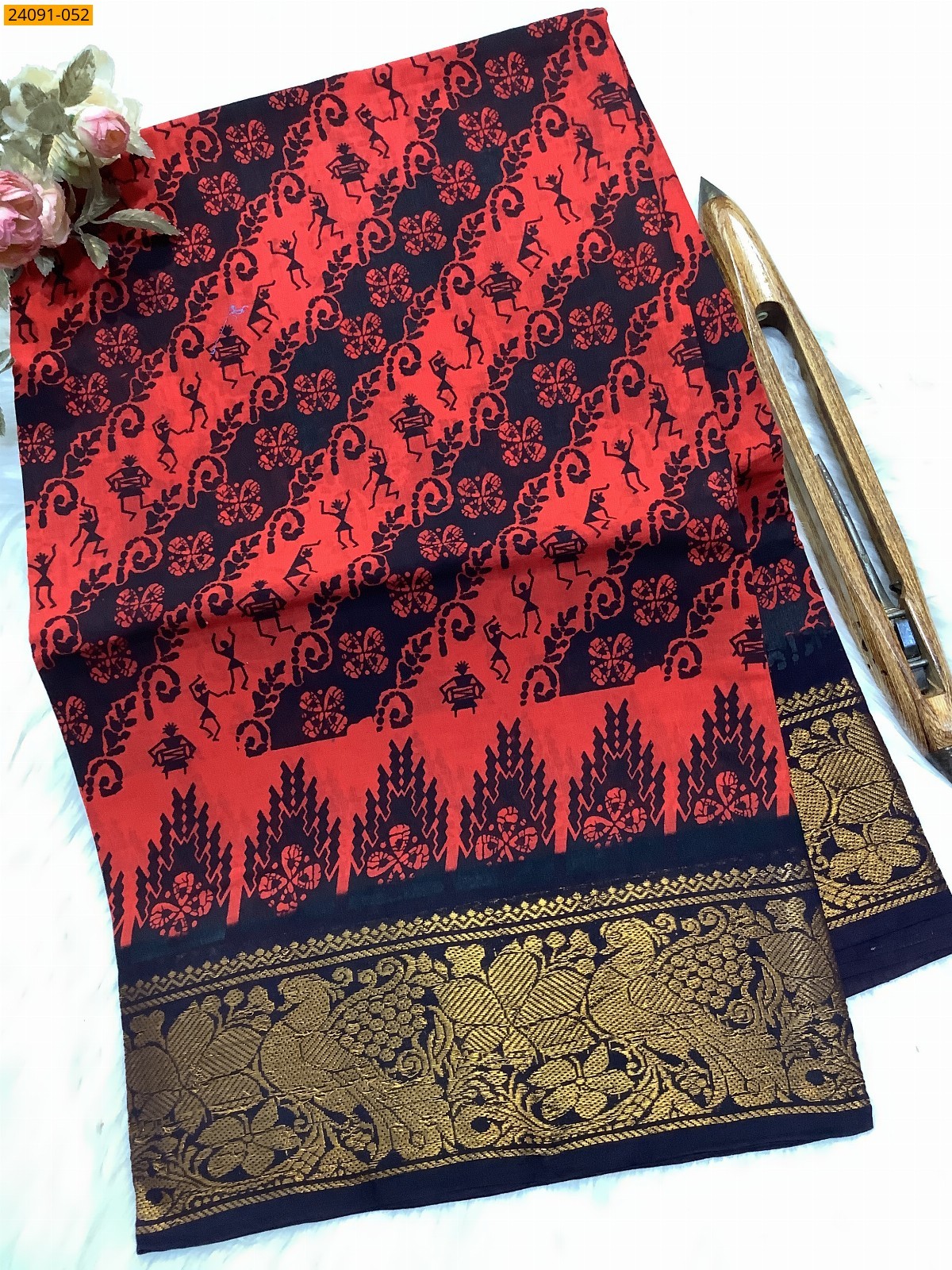 Sungudi cotton printed sarees