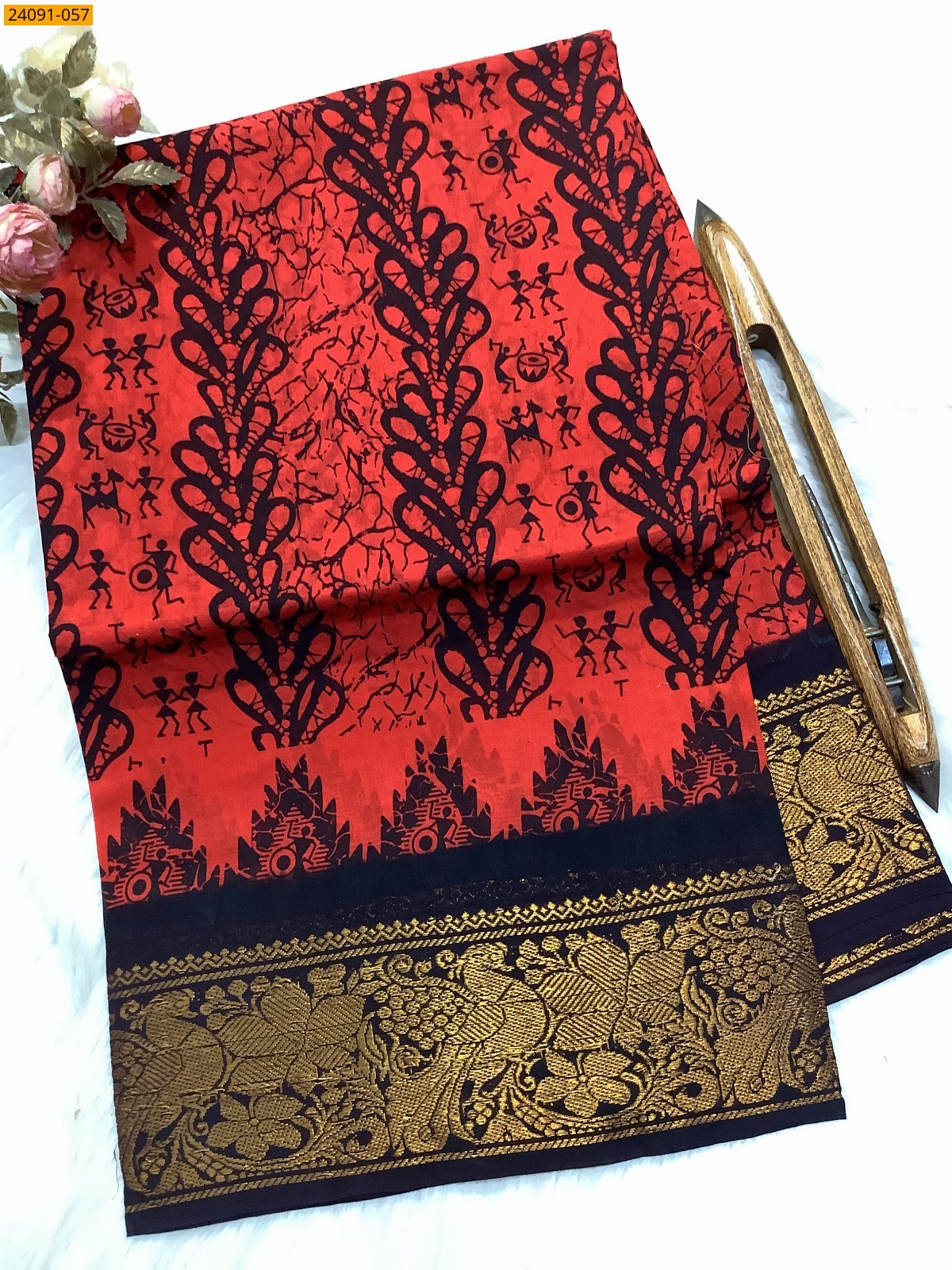 Sungudi cotton printed sarees