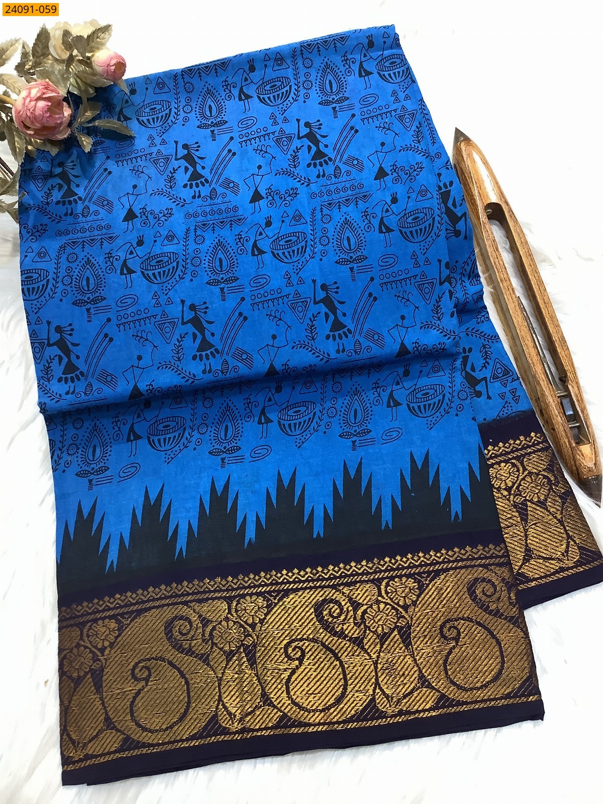 Sungudi cotton printed sarees