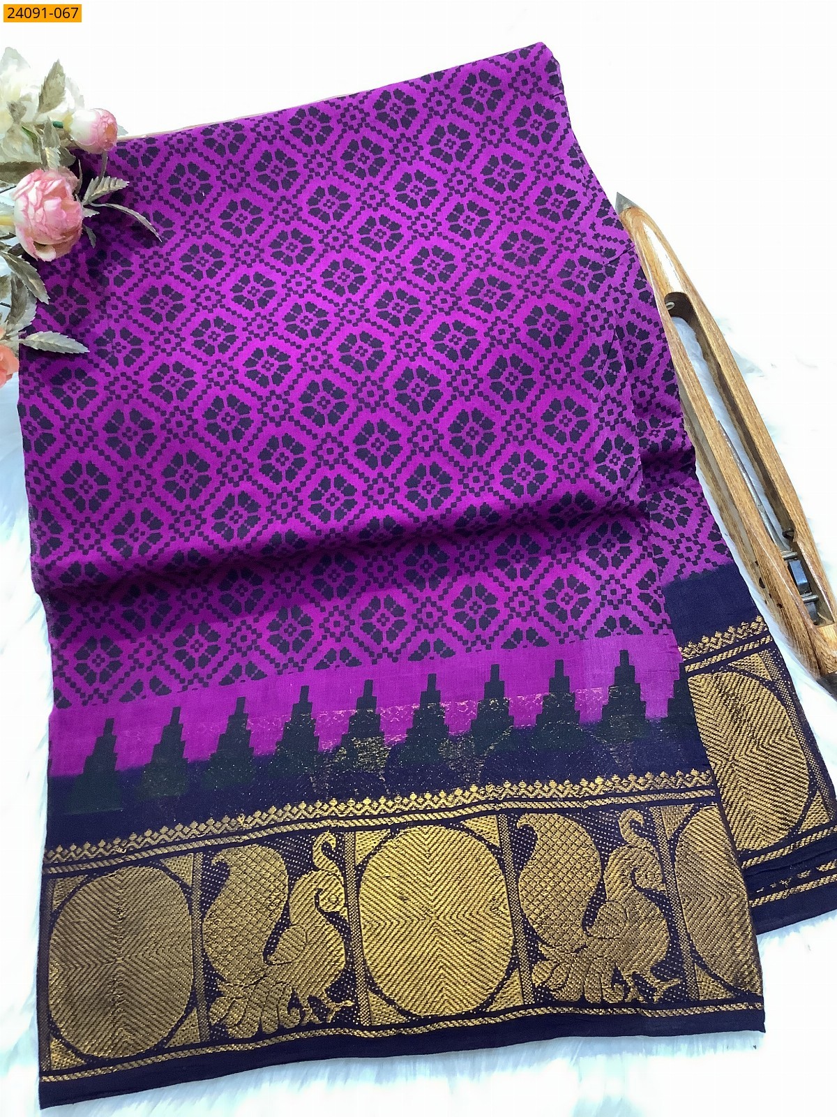 Sungudi cotton printed sarees