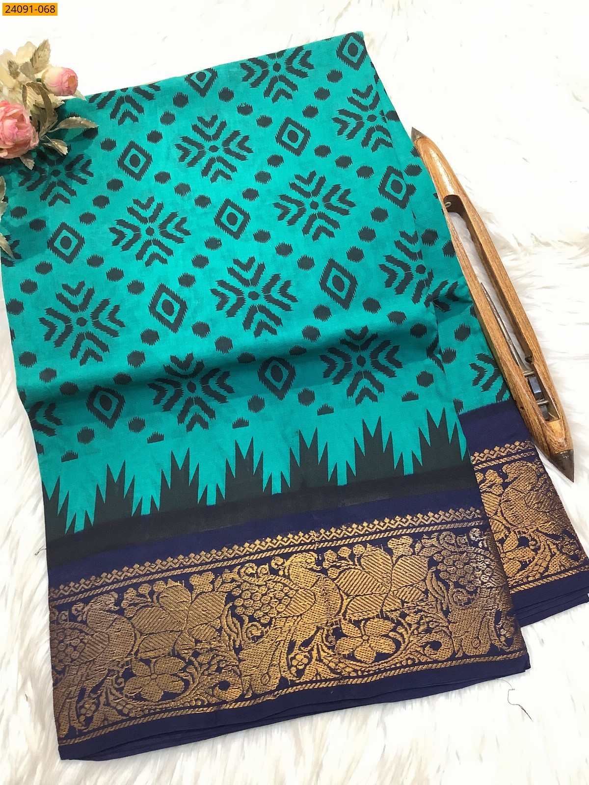 Sungudi cotton printed sarees