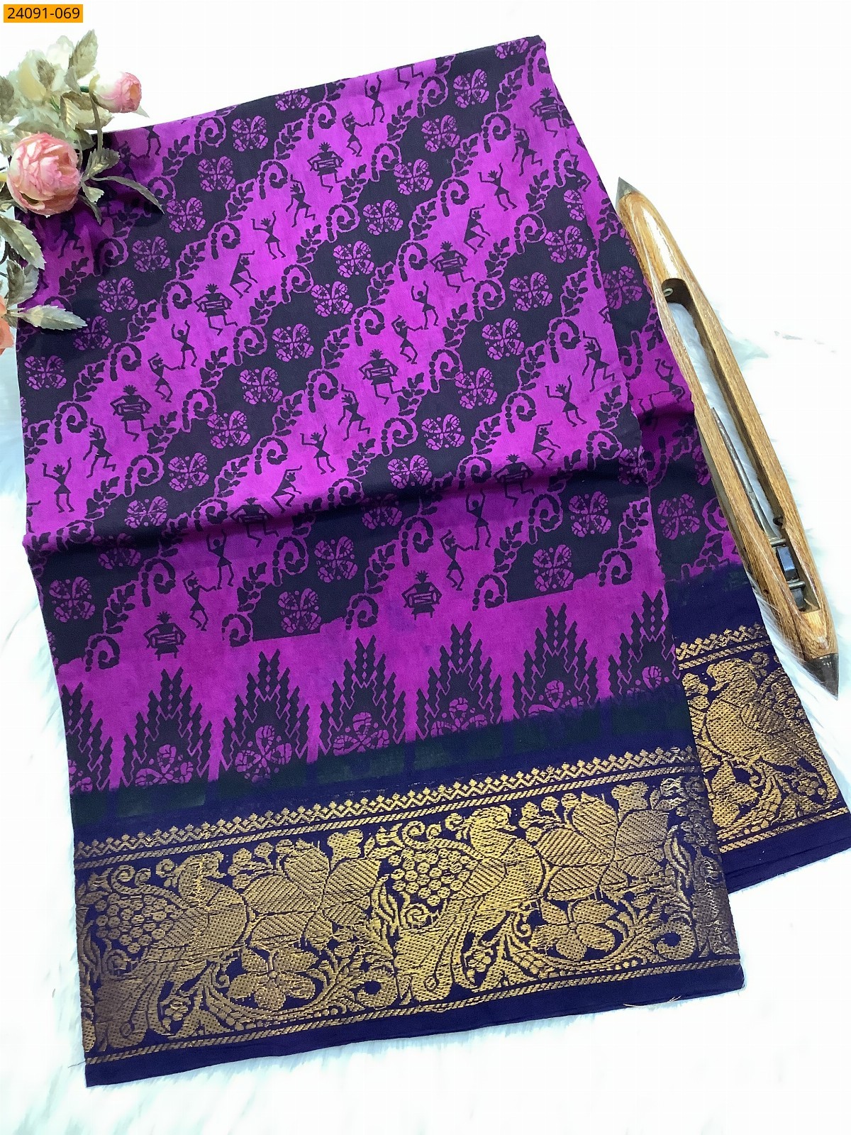 Sungudi cotton printed sarees