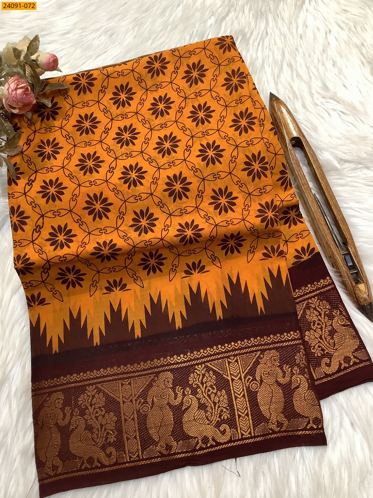 Sungudi cotton printed sarees
