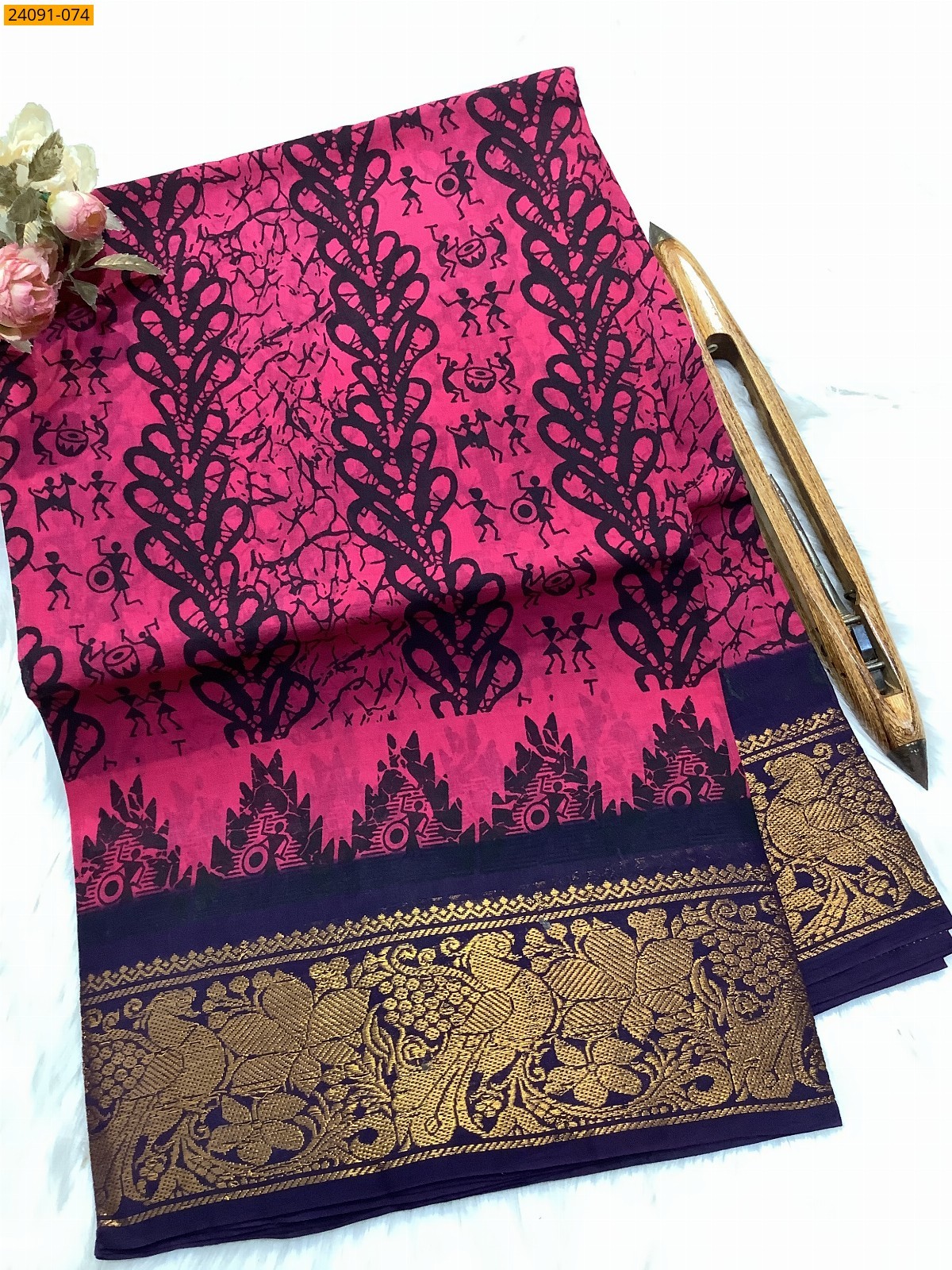 Sungudi cotton printed sarees