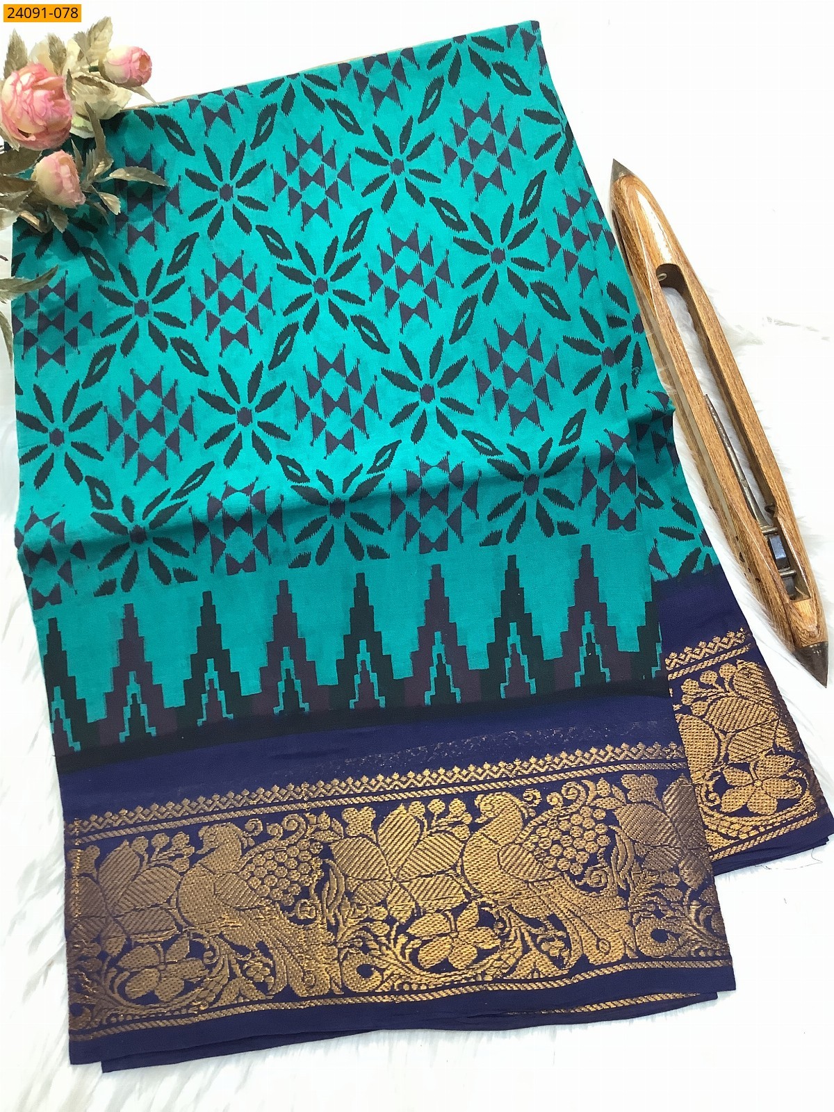 Sungudi cotton printed sarees