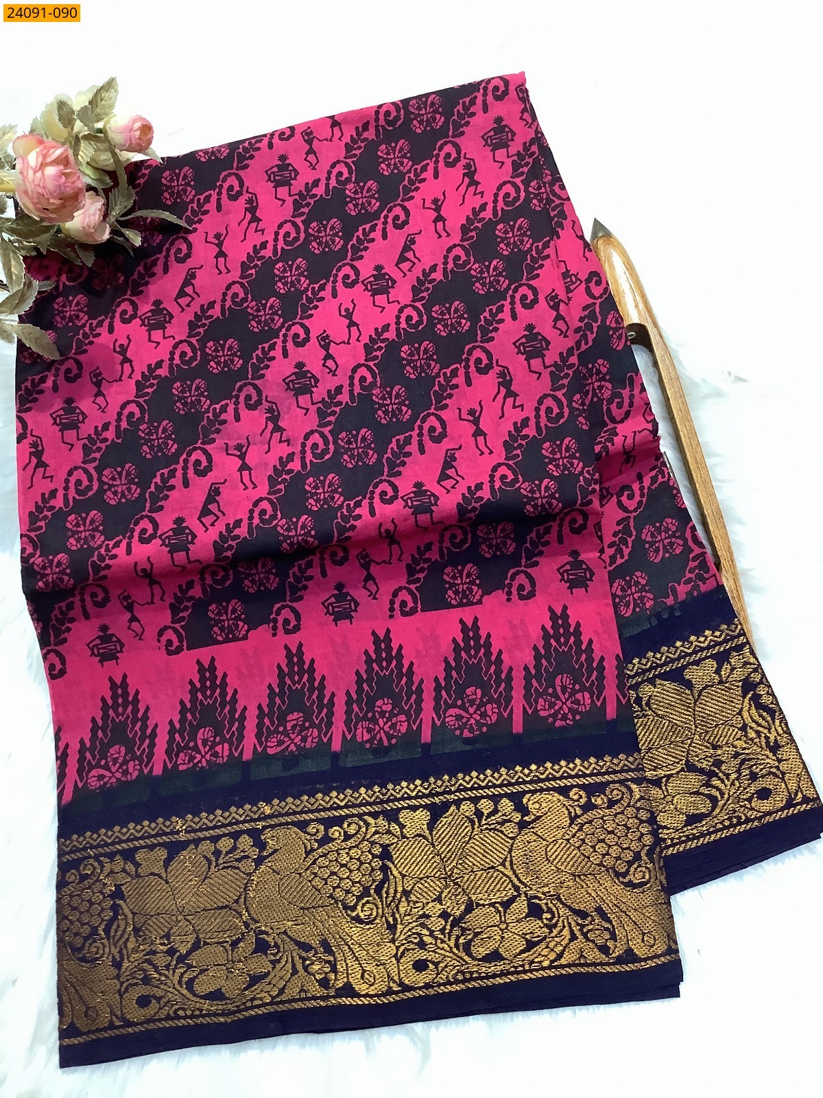 Sungudi cotton printed sarees