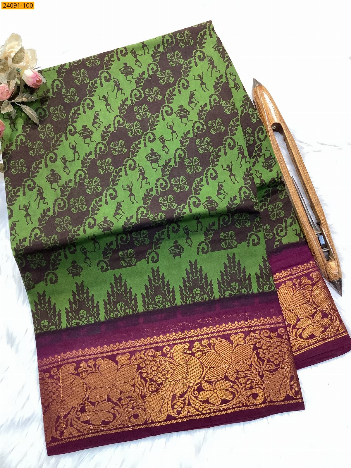 Sungudi cotton printed sarees