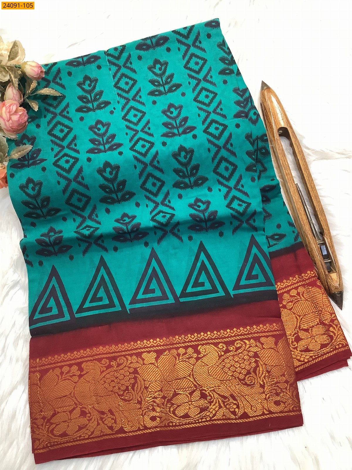 Sungudi cotton printed sarees