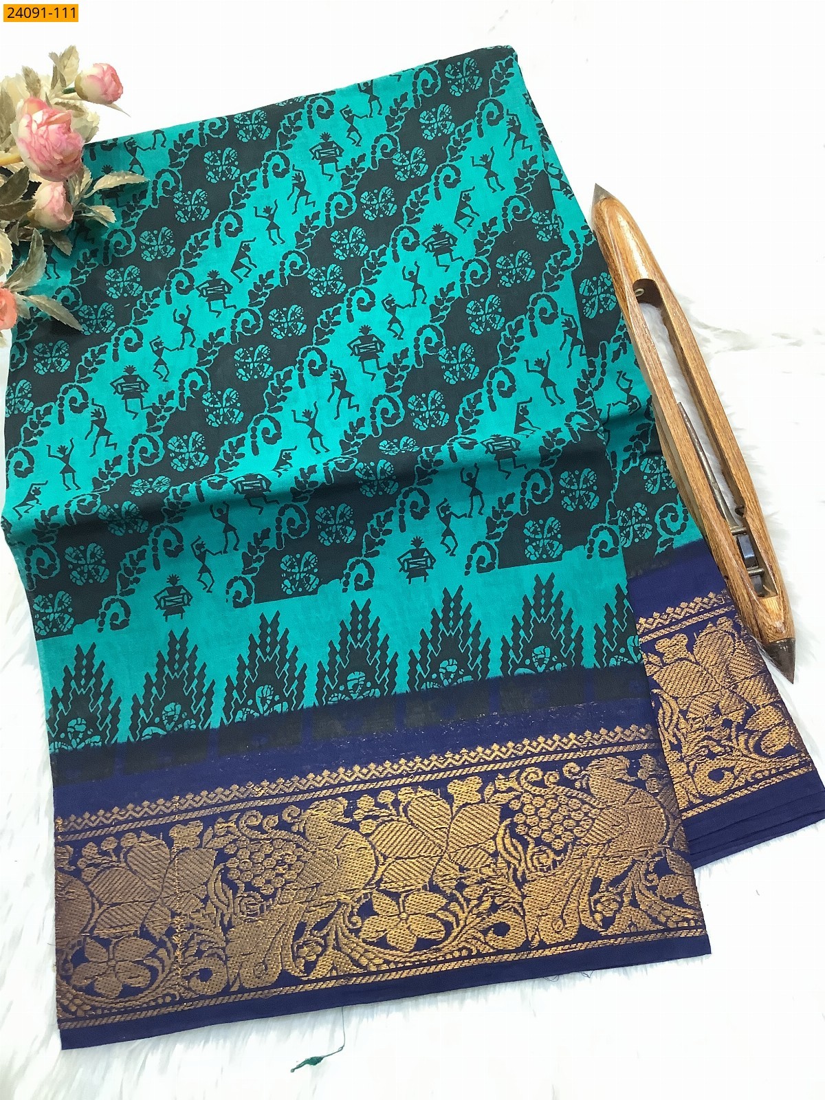 Sungudi cotton printed sarees