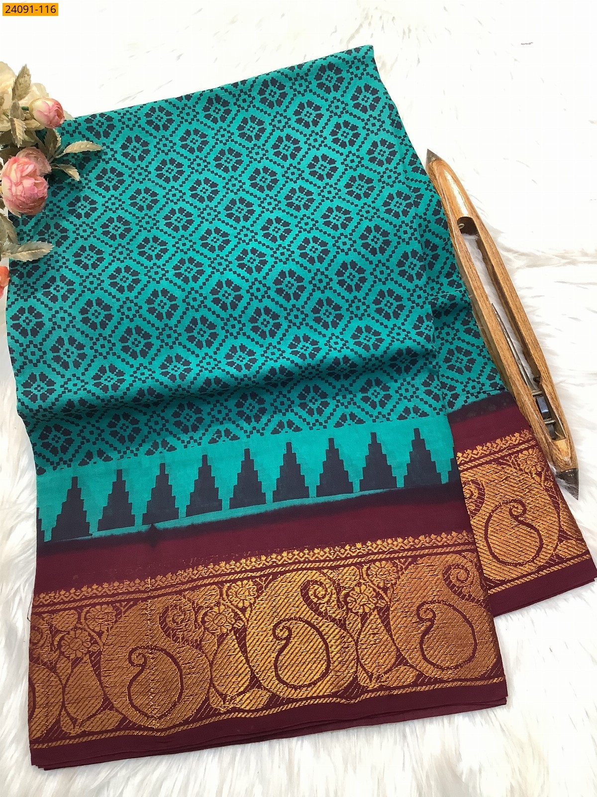 Sungudi cotton printed sarees