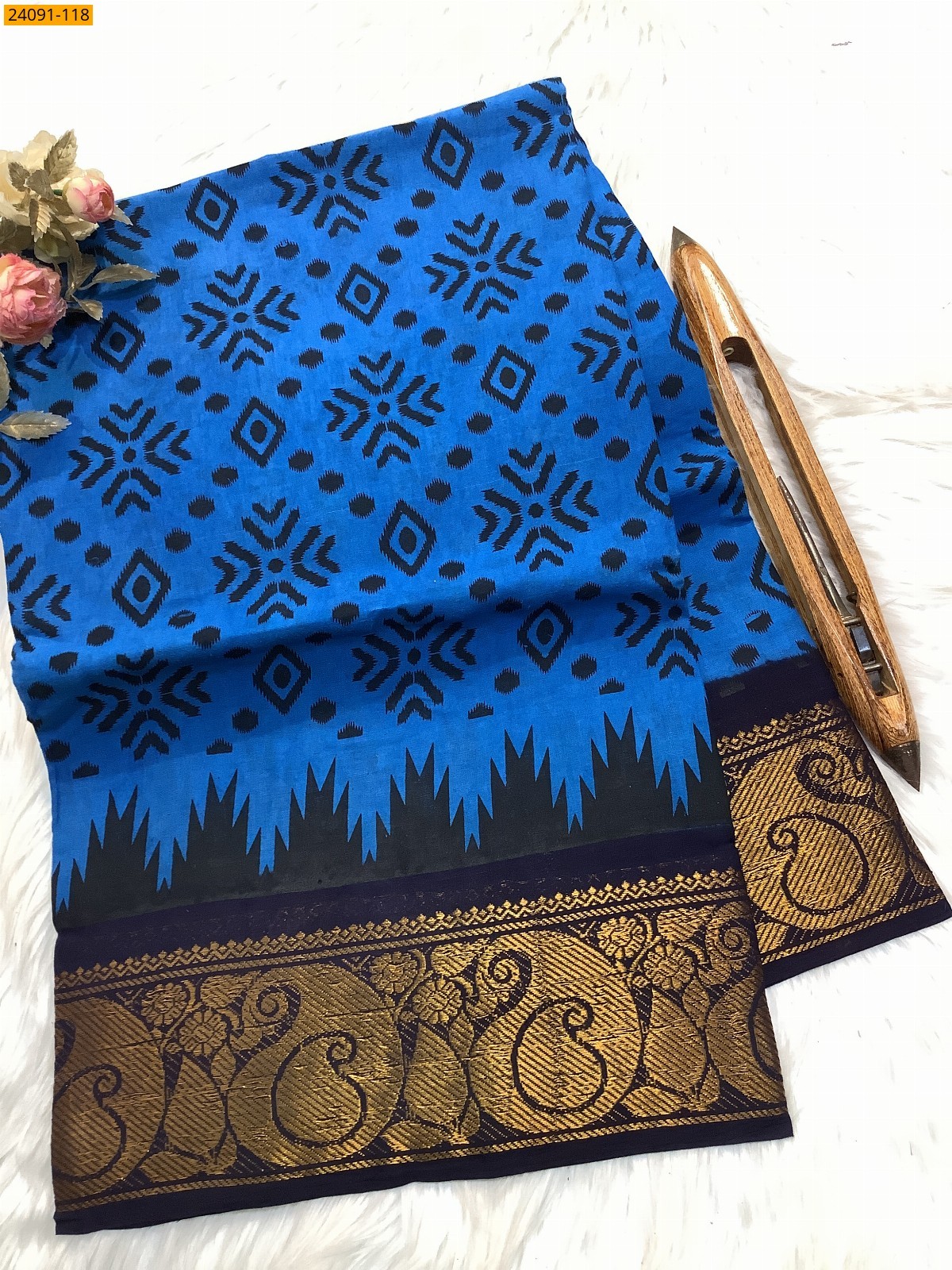 Sungudi cotton printed sarees