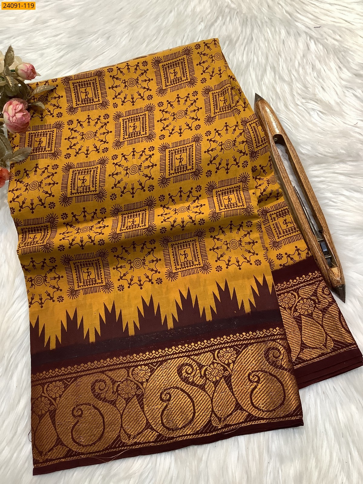 Sungudi cotton printed sarees