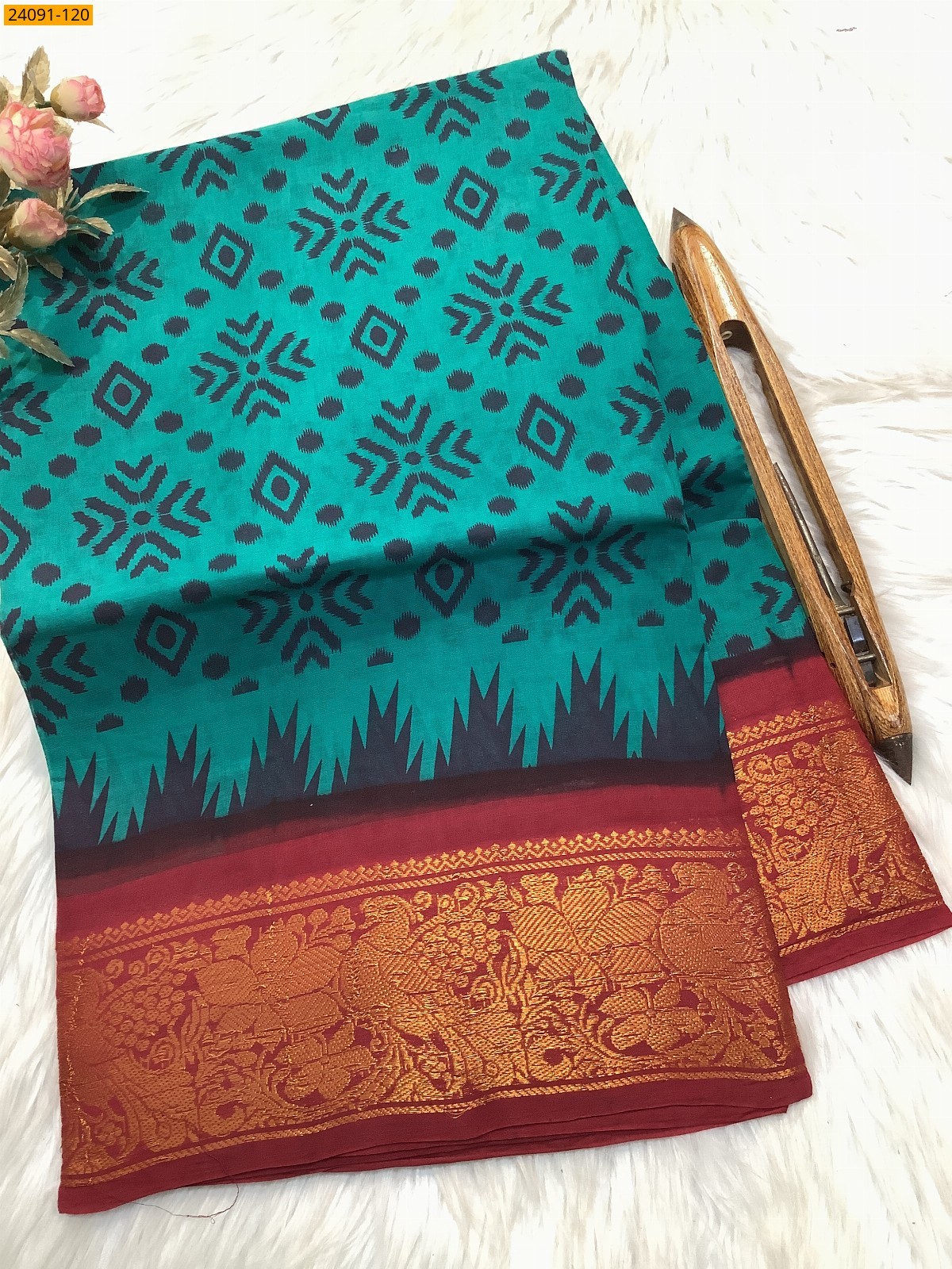 Sungudi cotton printed sarees