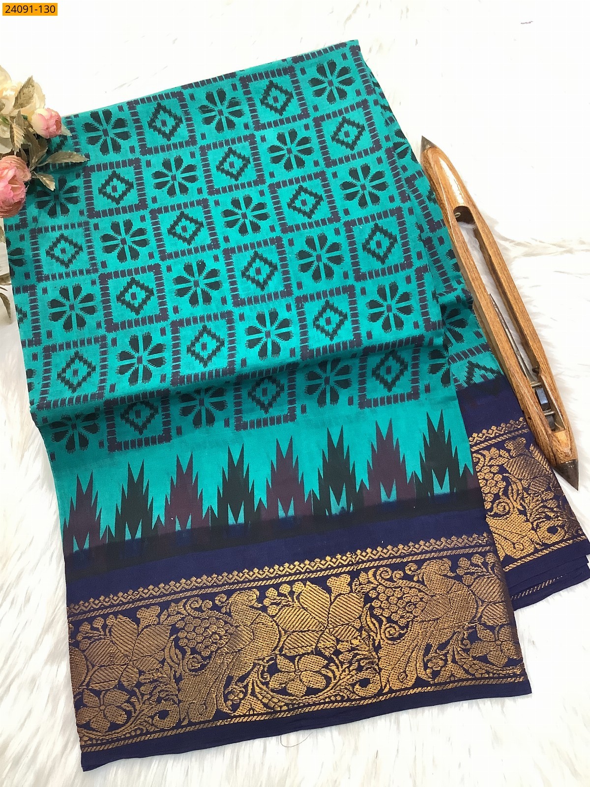 Sungudi cotton printed sarees