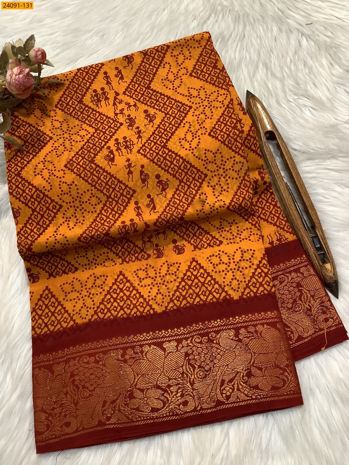 Sungudi cotton printed sarees