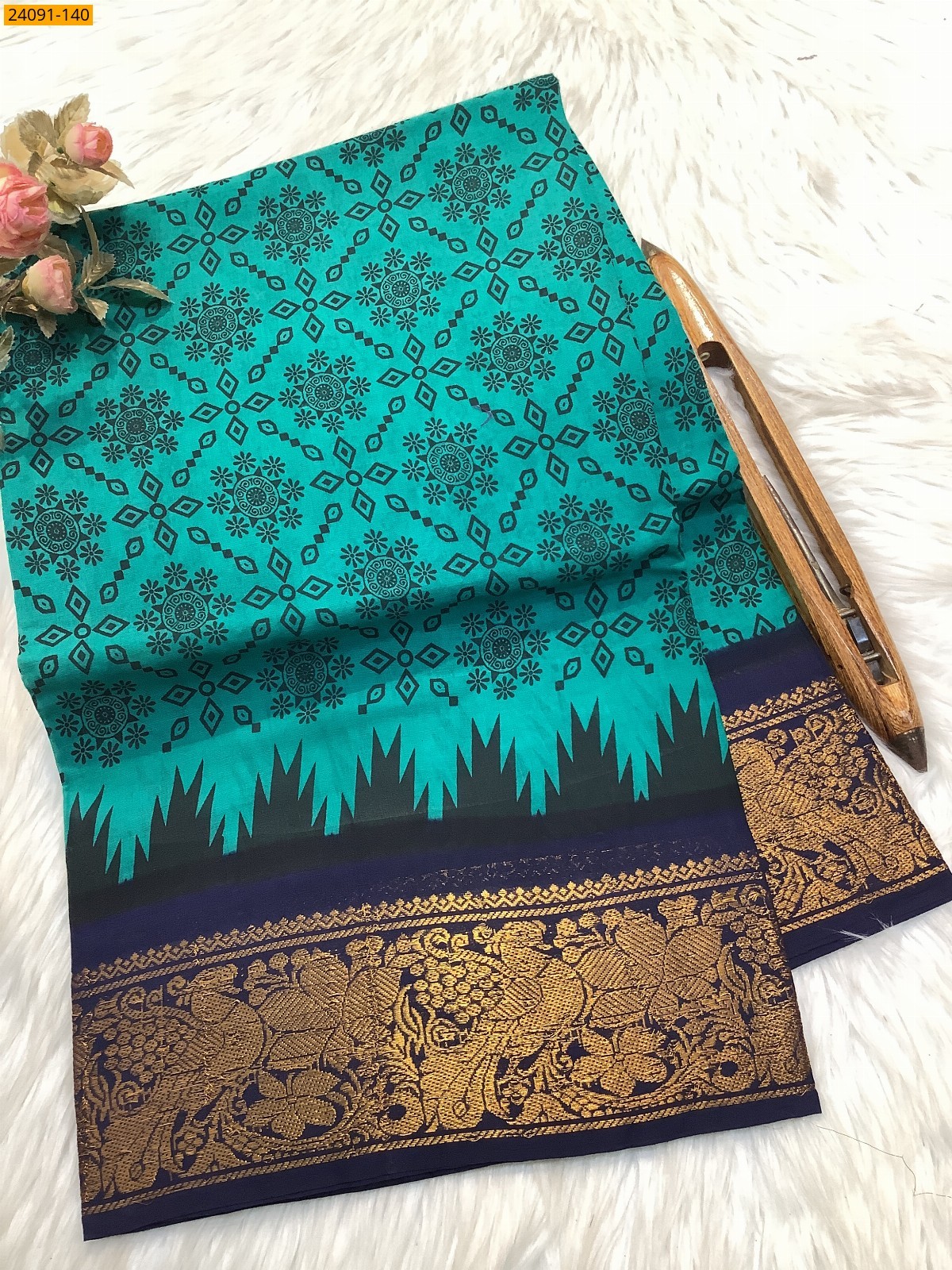 Sungudi cotton printed sarees