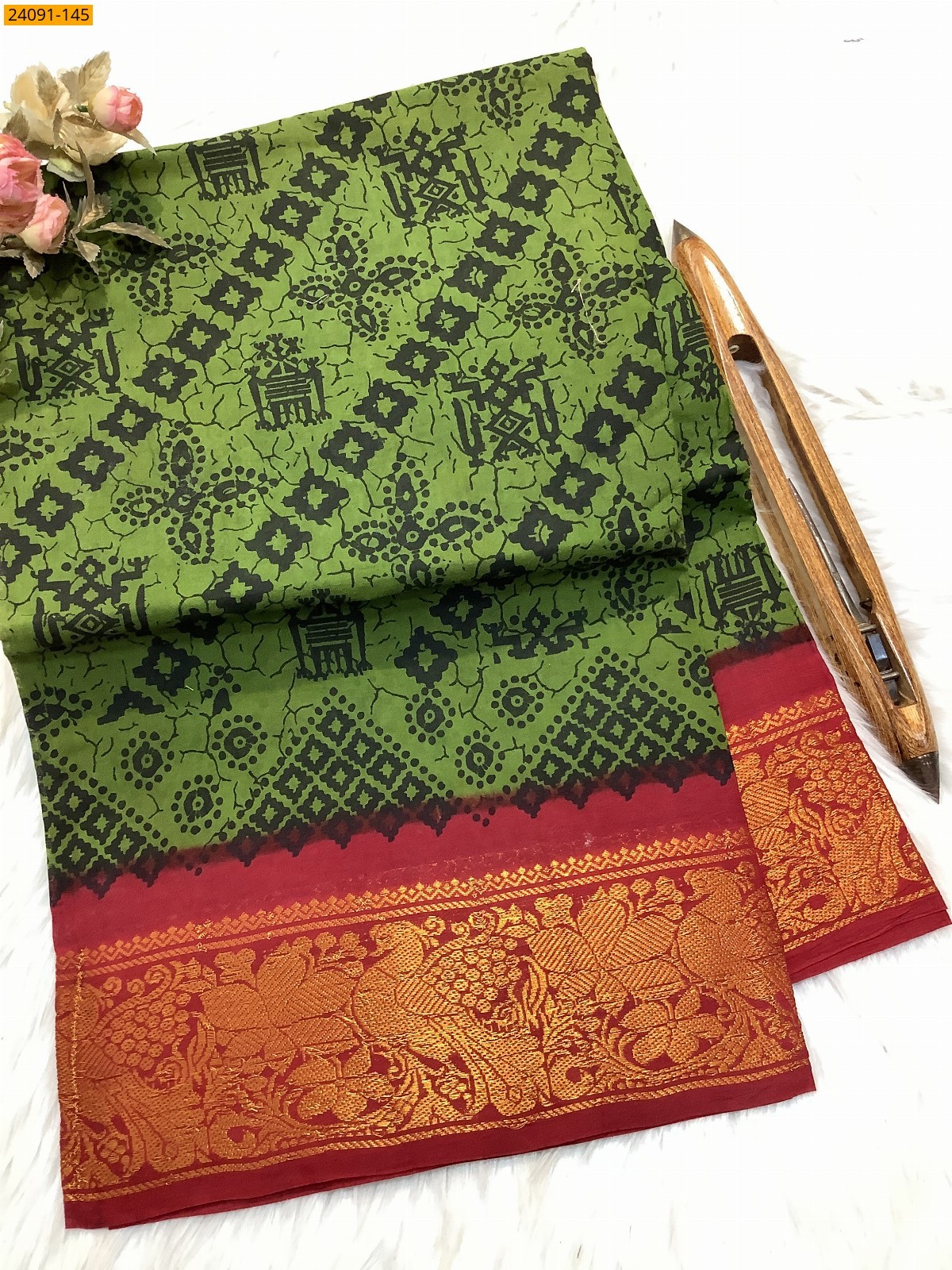 Sungudi cotton printed sarees