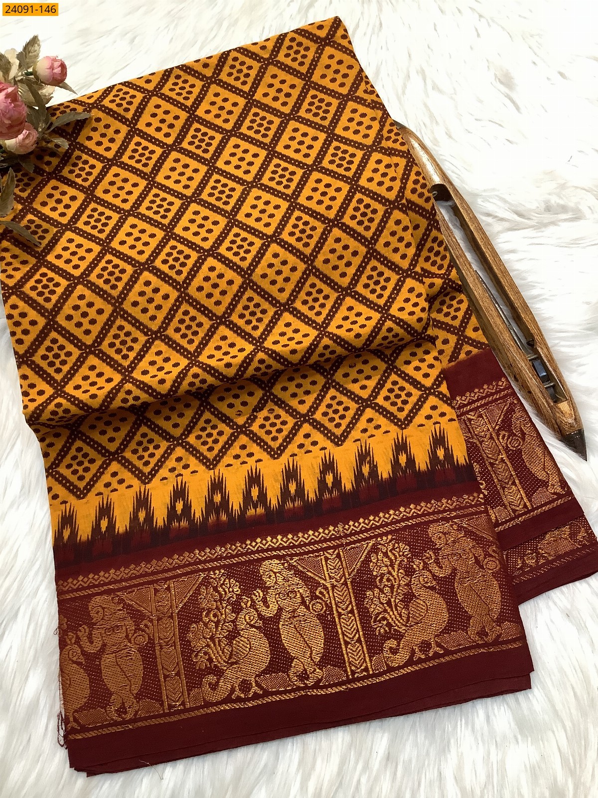 Sungudi cotton printed sarees
