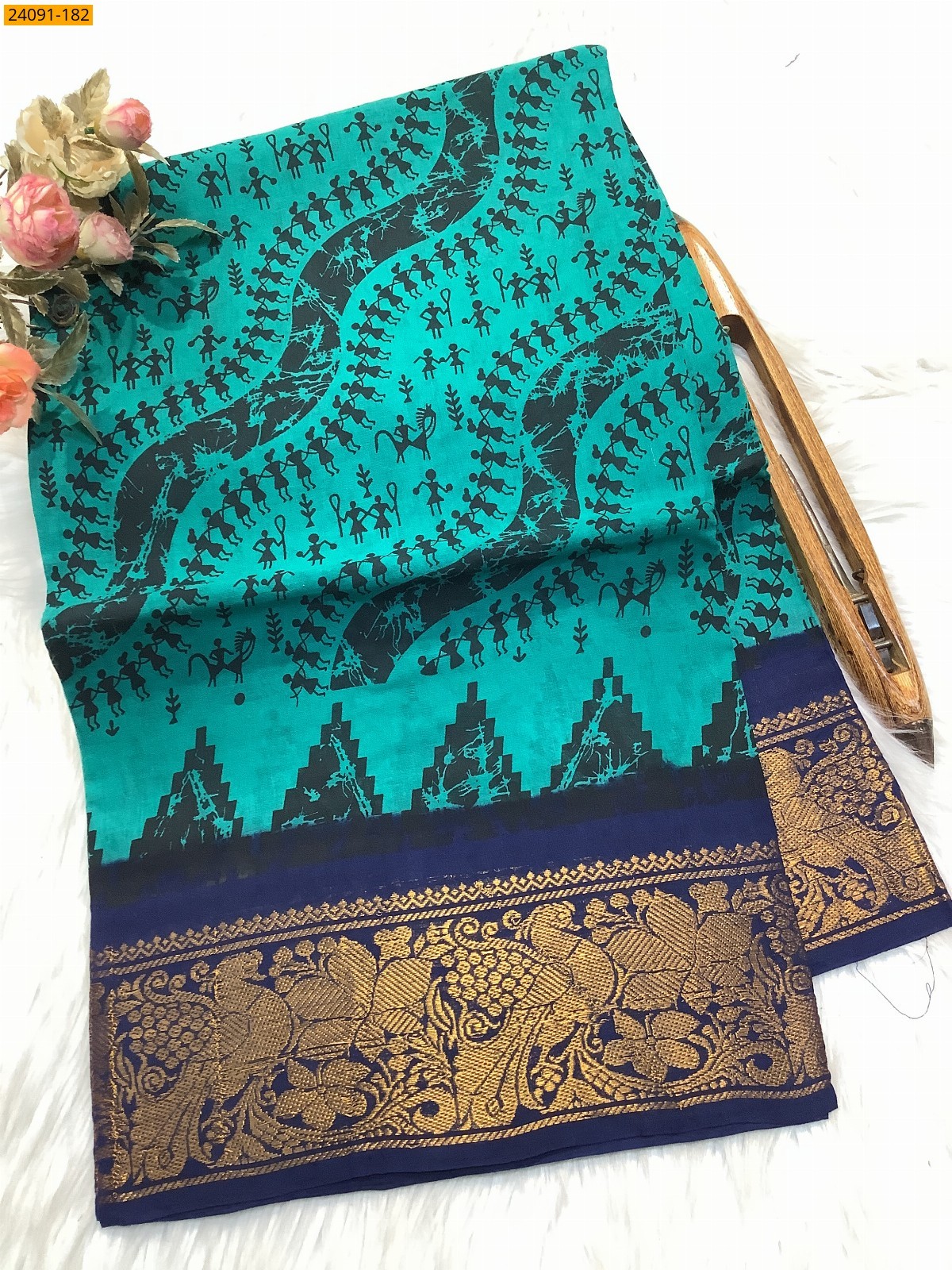 Sungudi cotton printed sarees