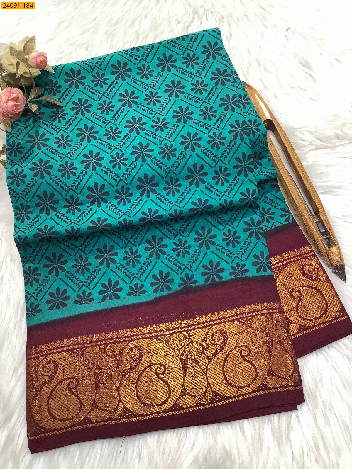 Sungudi cotton printed sarees