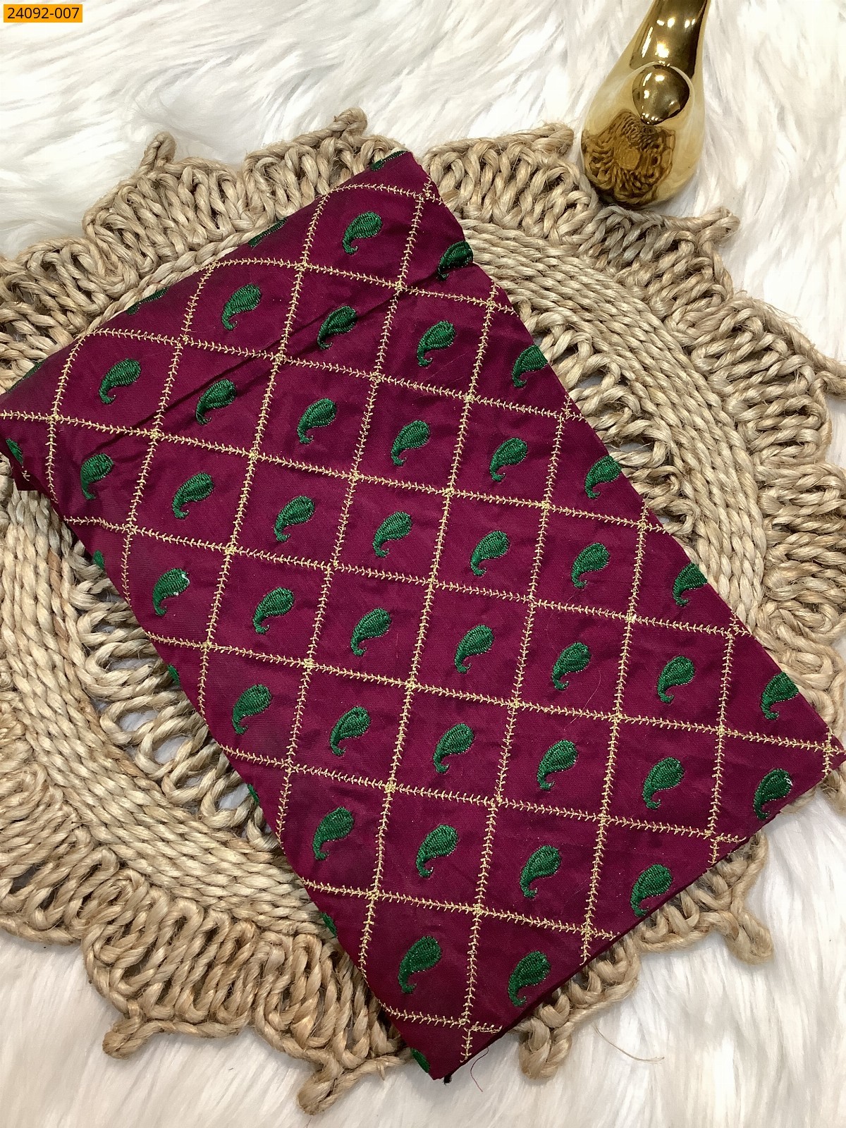 Wine Embroidery Blouse material
