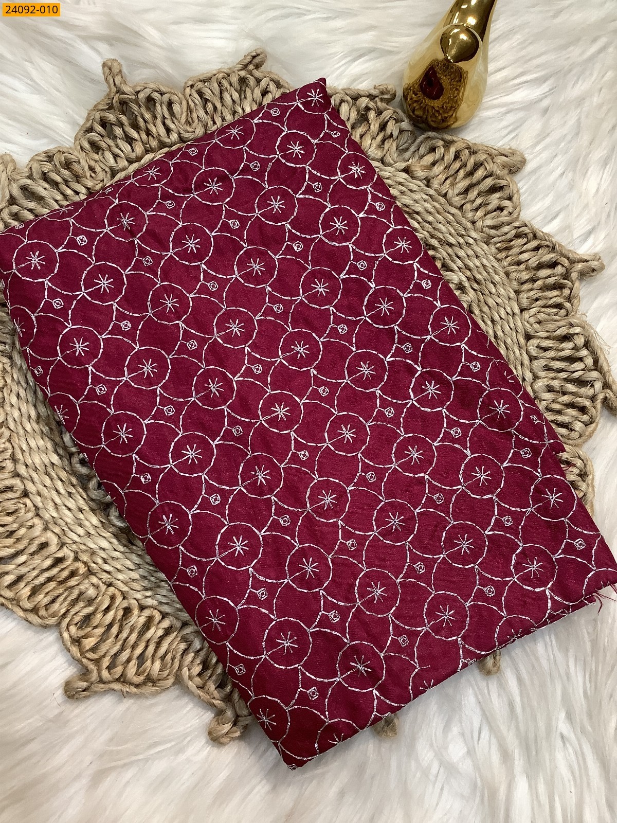 Maroon Embroidery Blouse material