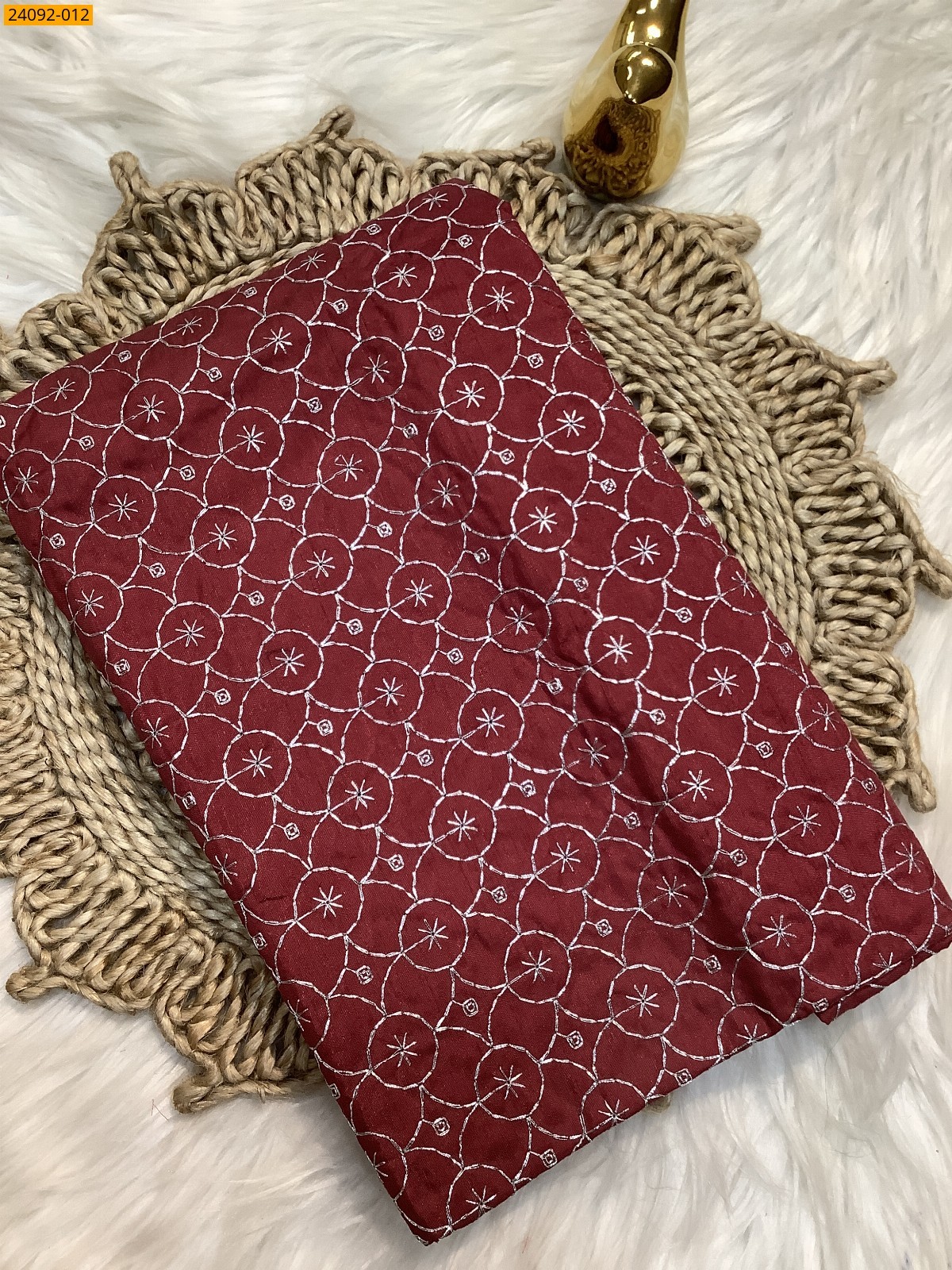 Brown Embroidery Blouse material