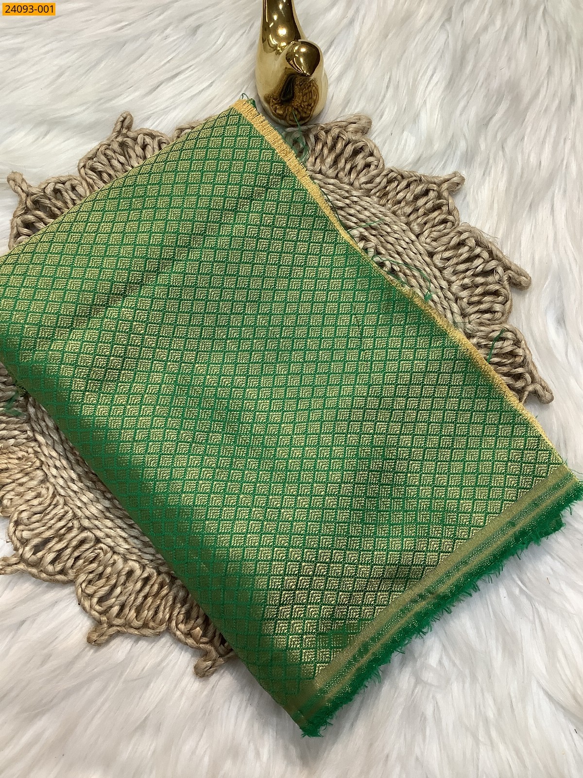 Green Printed and brocade blouse material