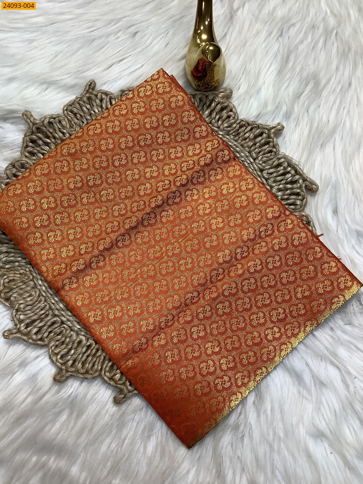 Orange Printed and brocade blouse material