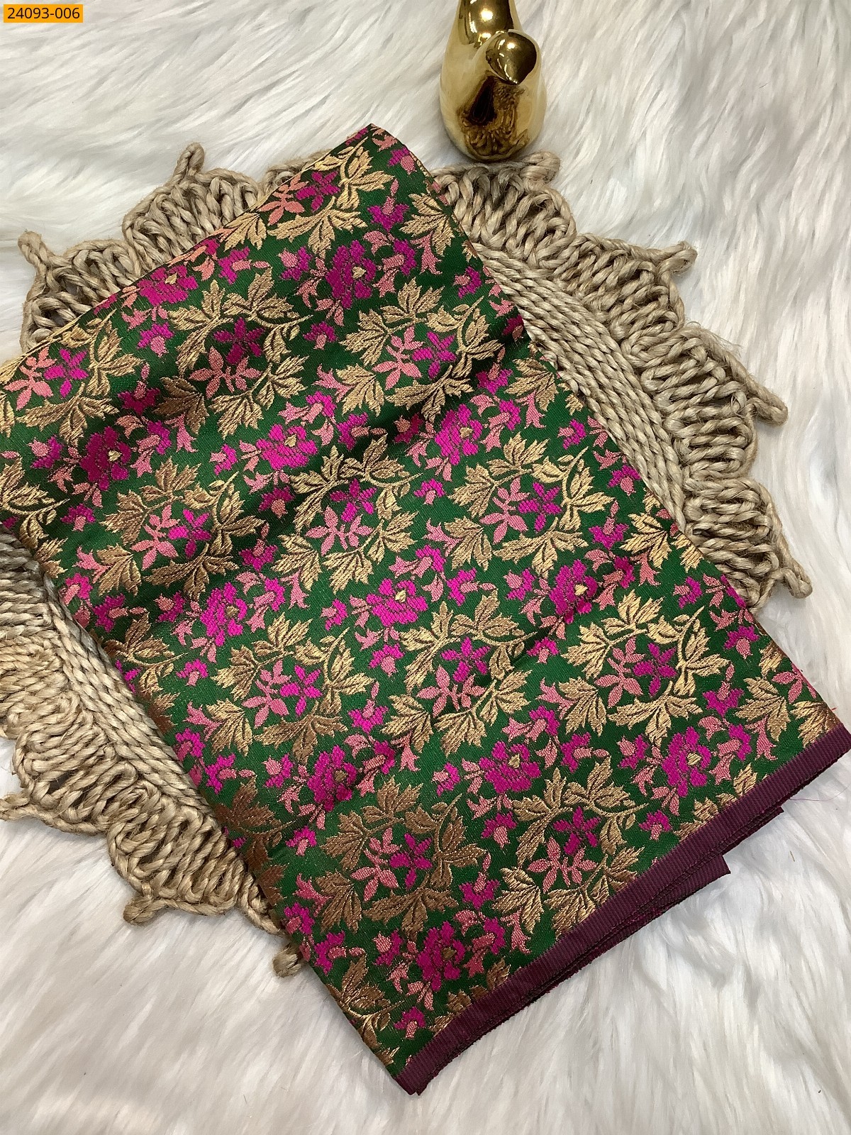 Green Printed and brocade blouse material