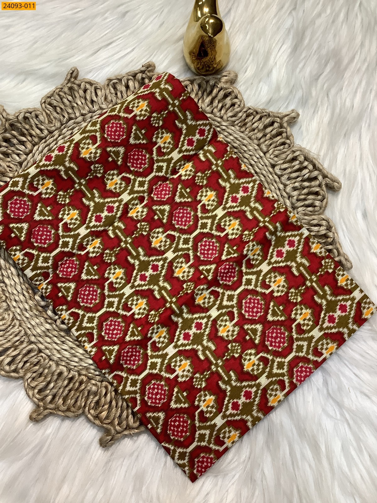 Red Printed and brocade blouse material