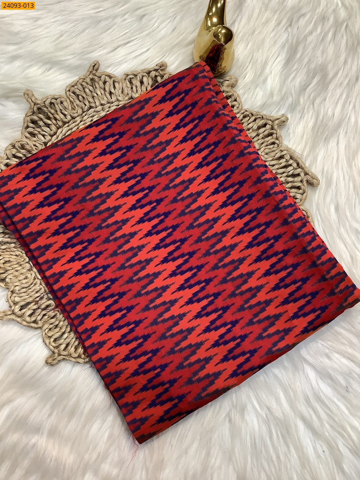 Red Printed and brocade blouse material