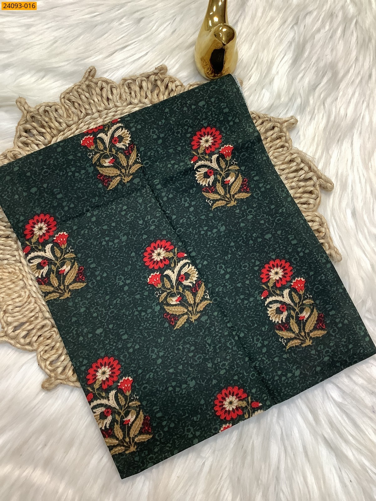 Green Printed and brocade blouse material