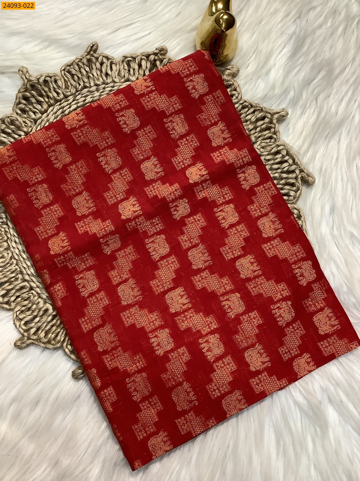 Red Printed and brocade blouse material