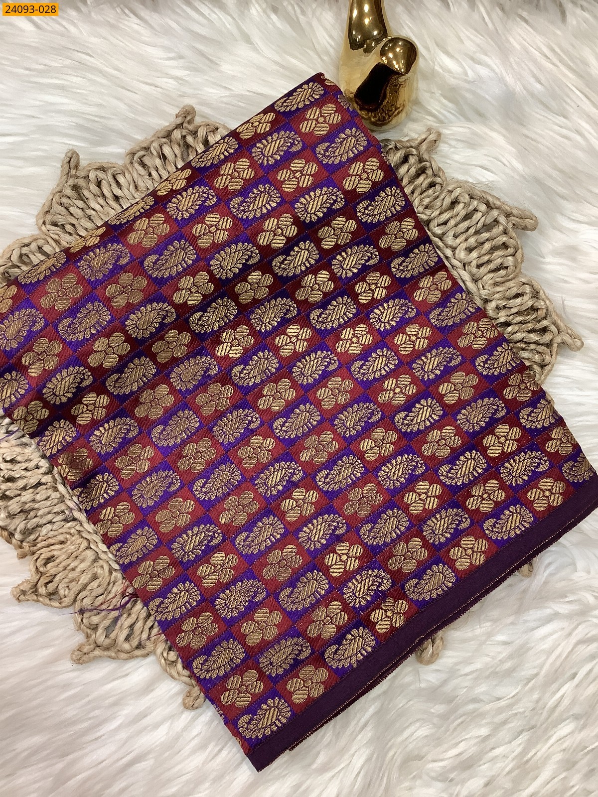 Purple Printed and brocade blouse material