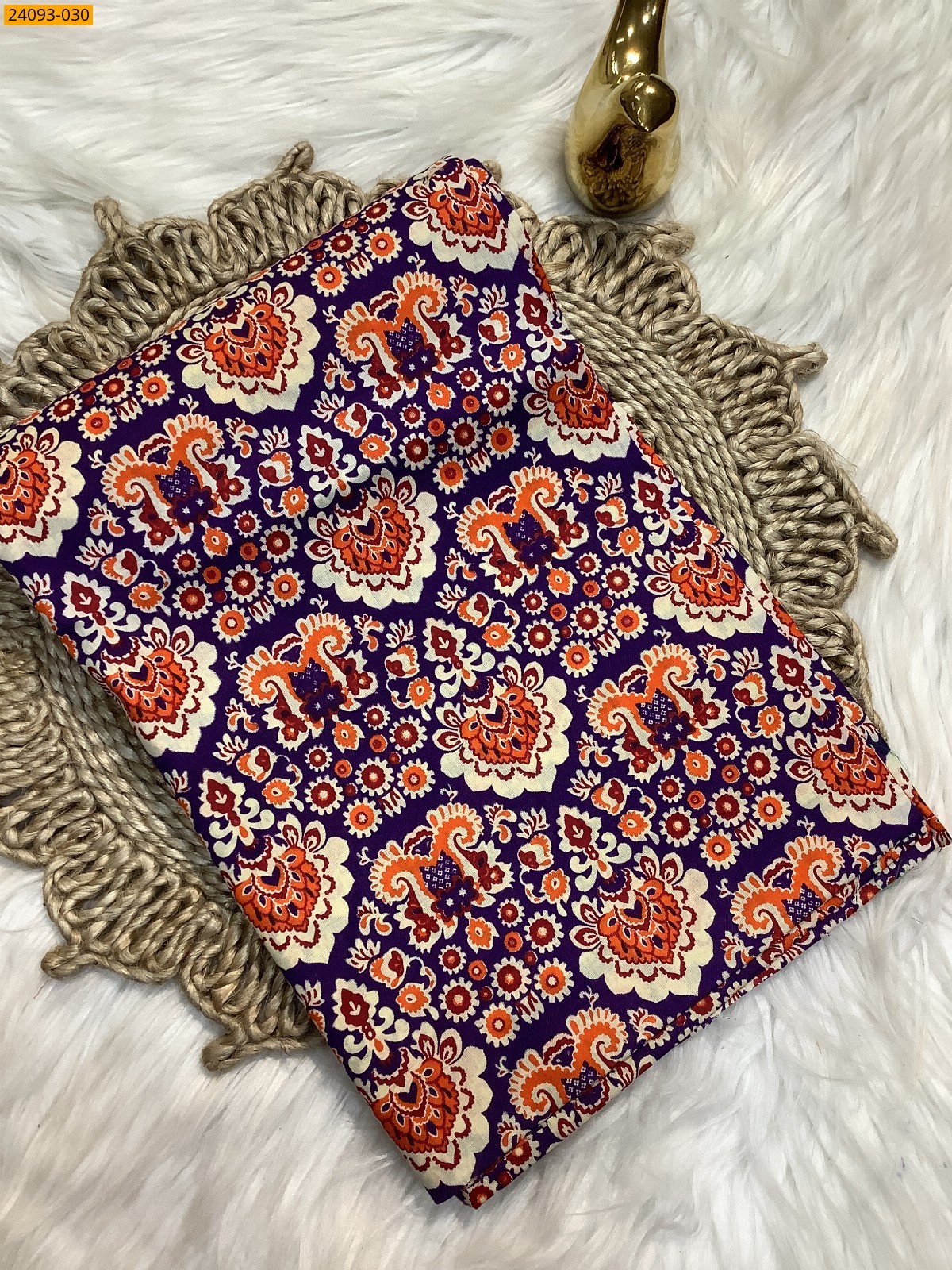 Purple Printed and brocade blouse material